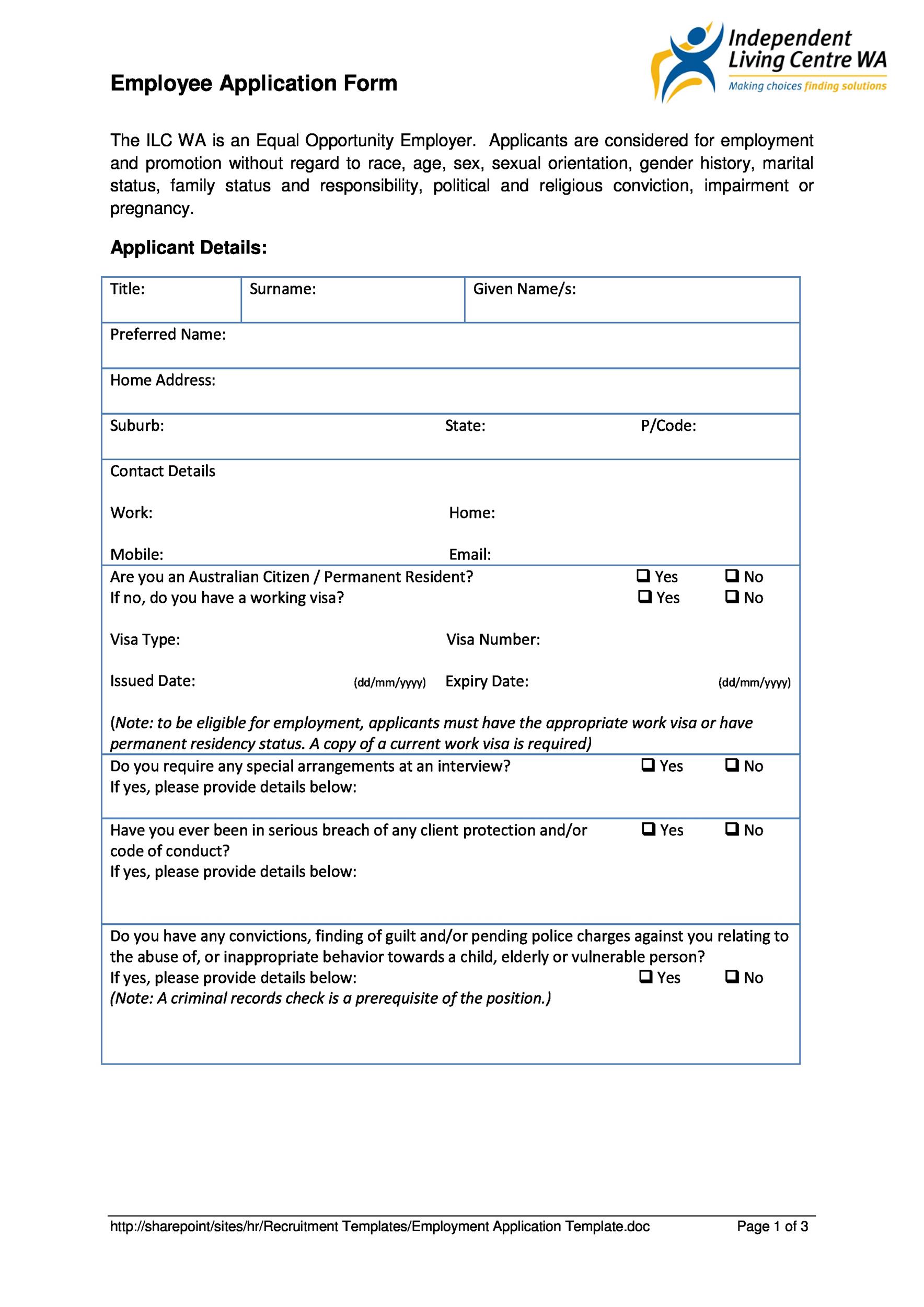 Employment Application Form