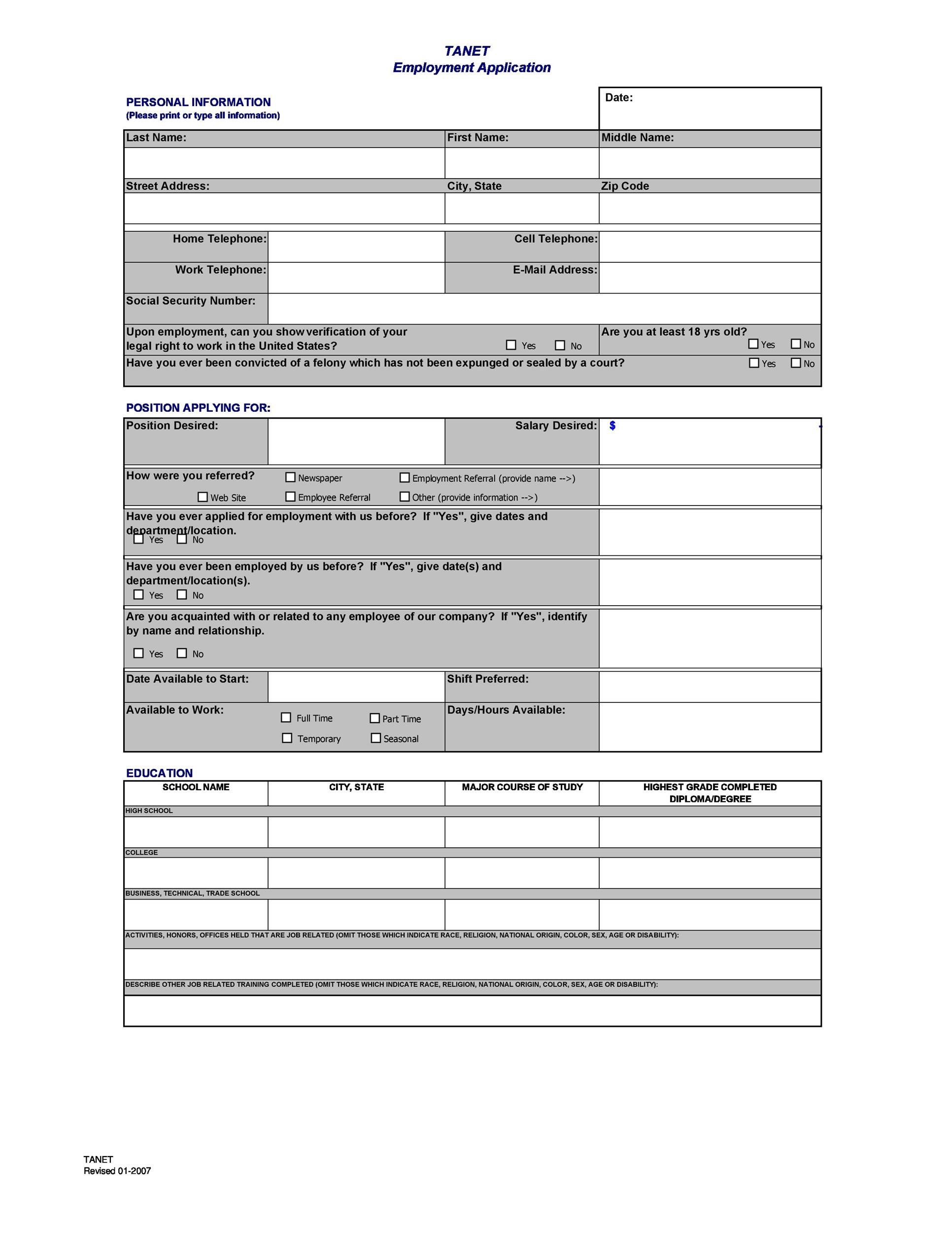 Employment Application