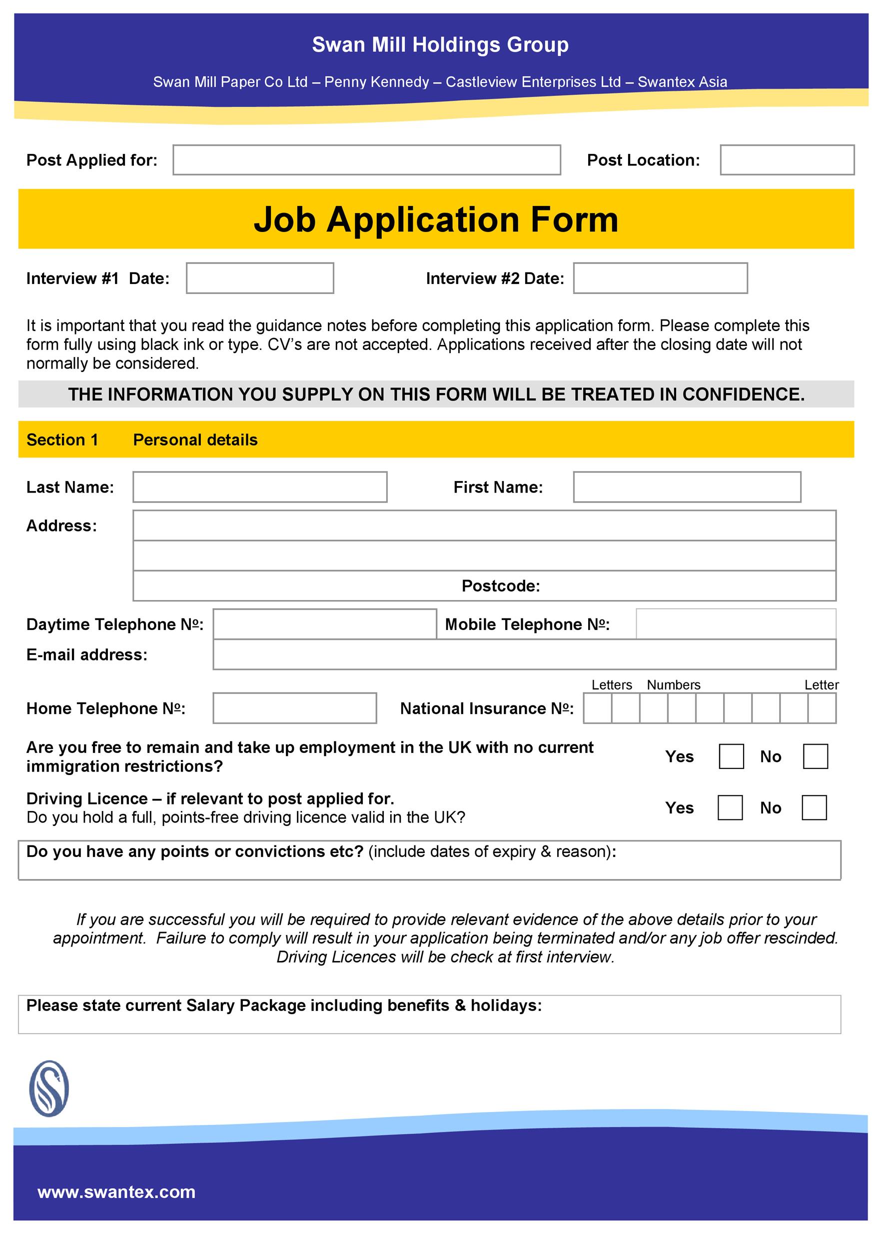 Purple and Yellow Job Application Form
