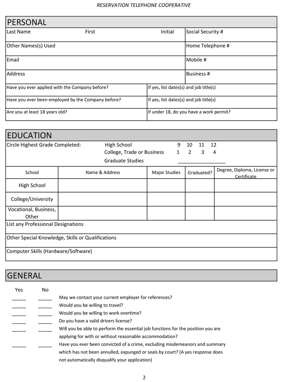 Gray Employment Application Form Template