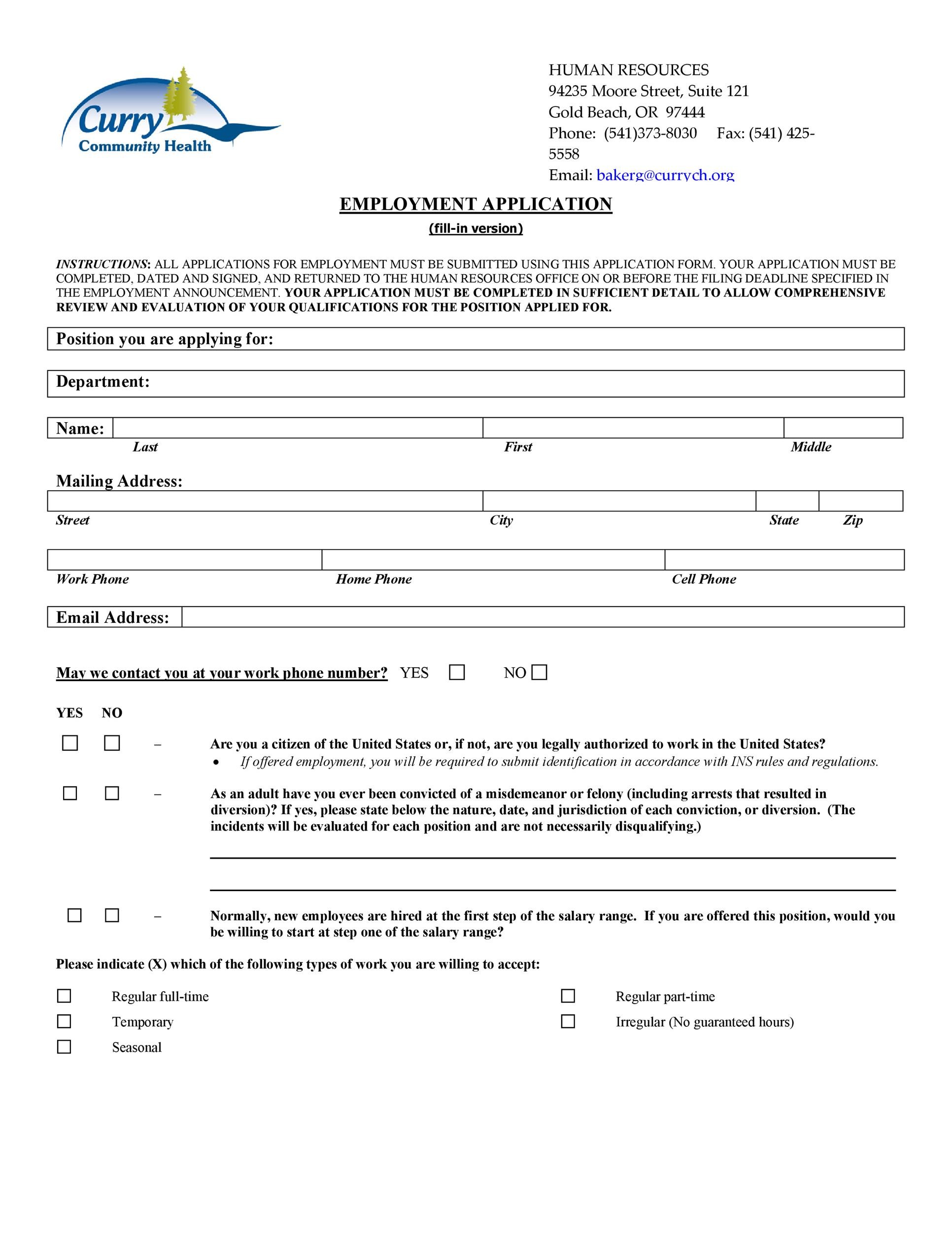 Employment Application Form with Logo