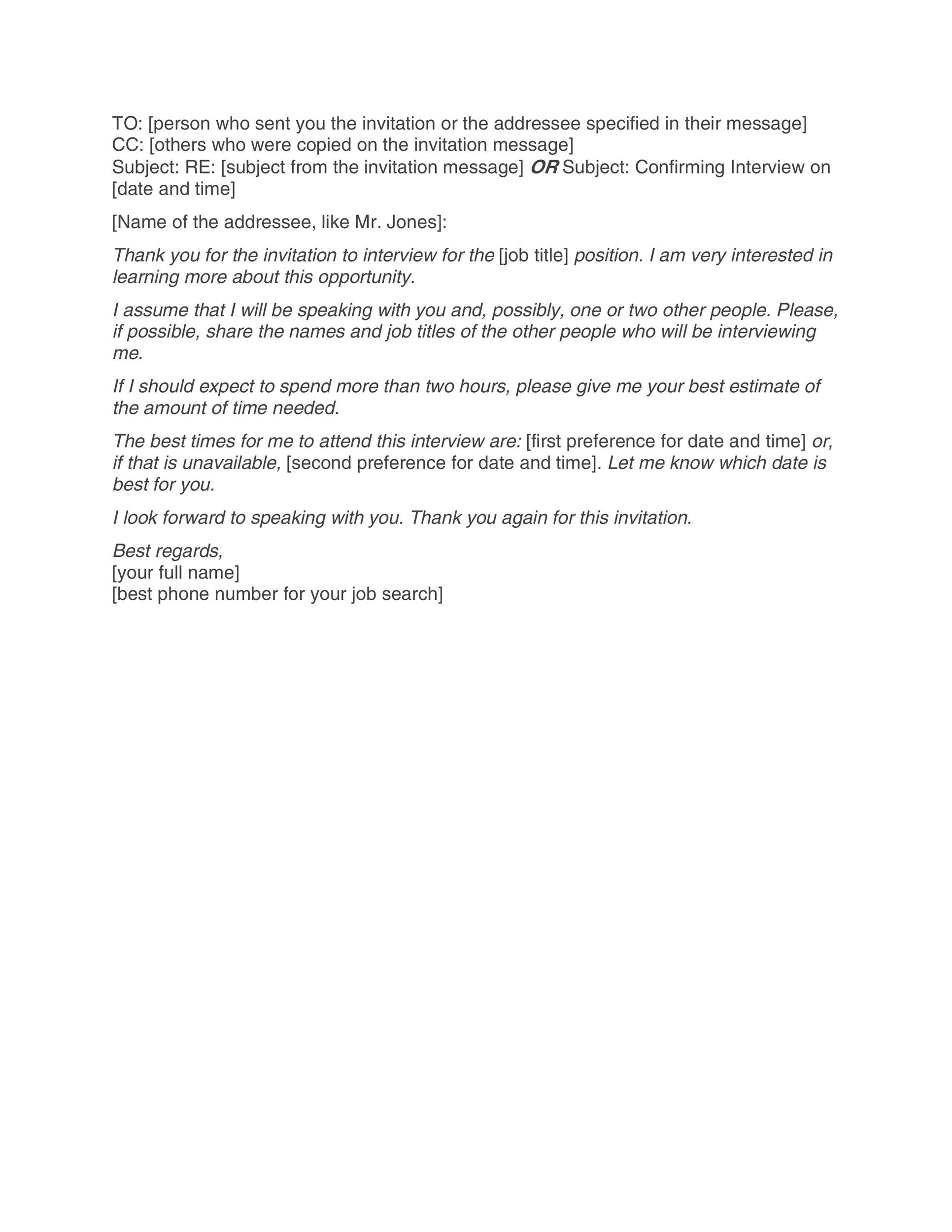 Confirming Interview Email