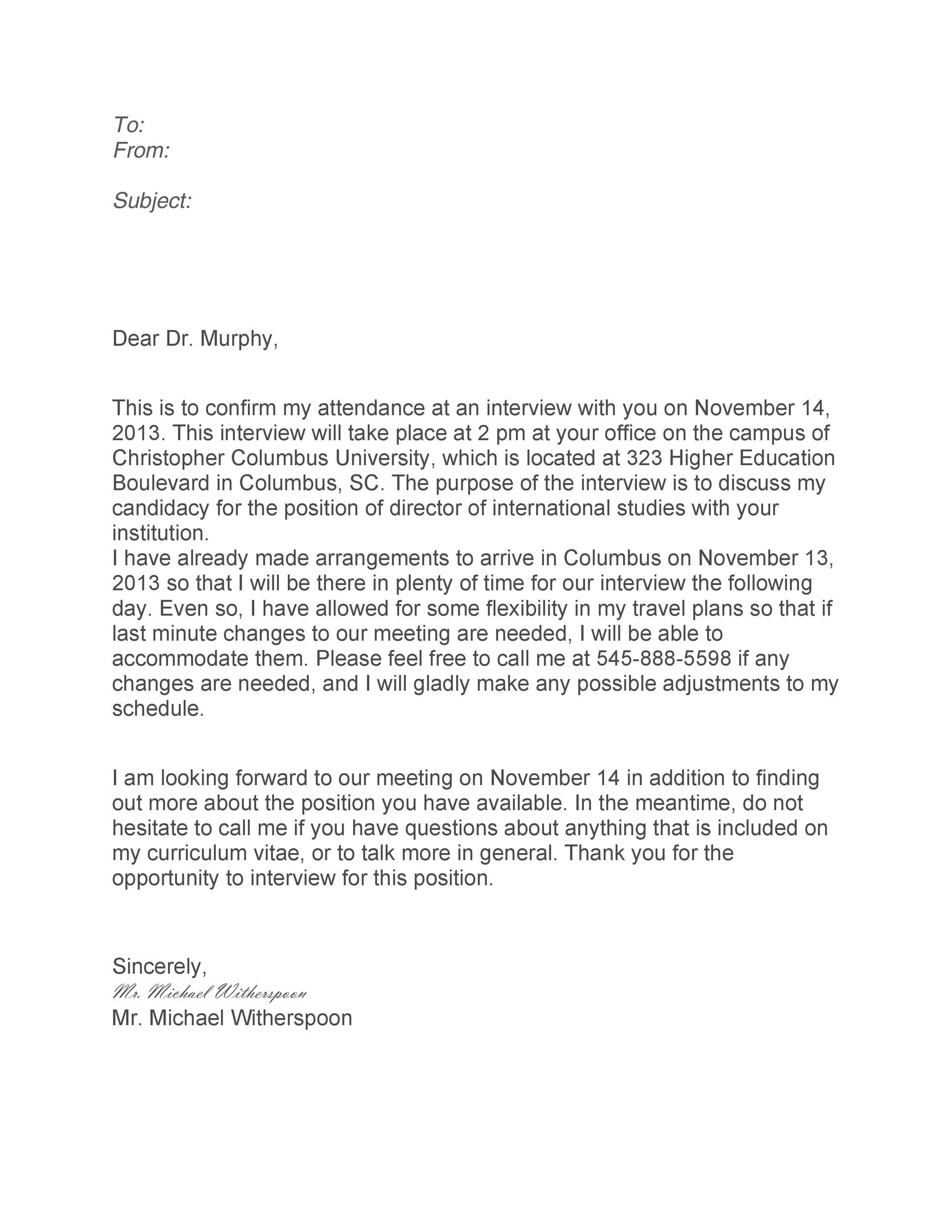 Formal Interview Acceptance Email Template