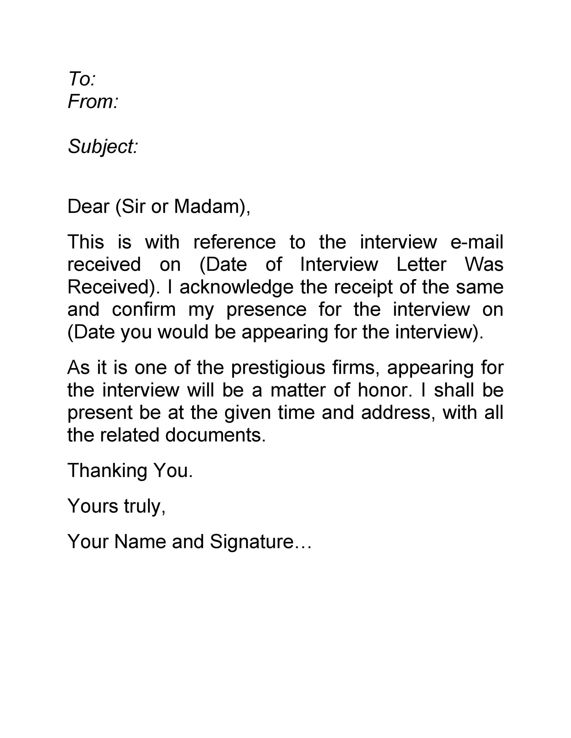 Sample Interview Acceptance Email Format