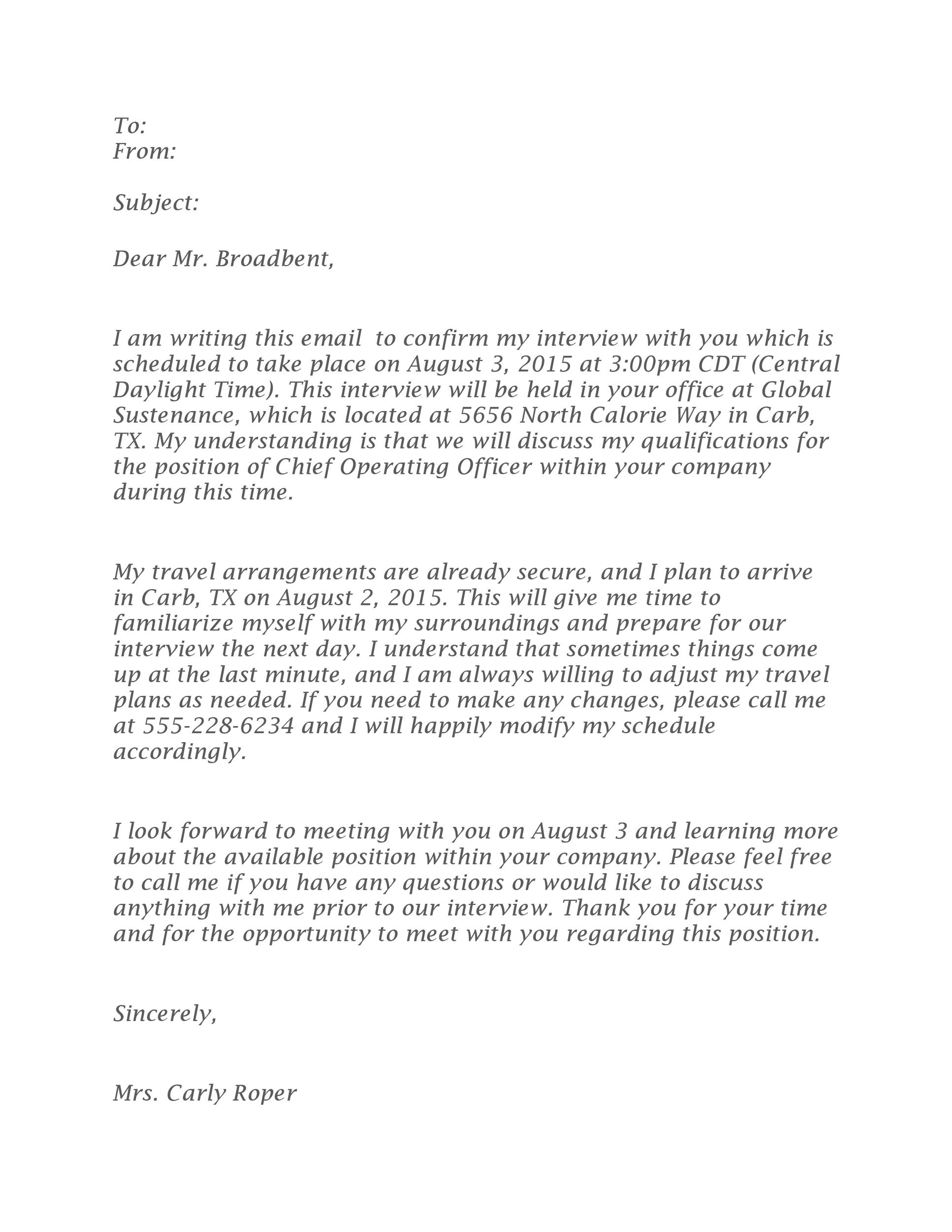 Sample Interview Acceptance Email Template