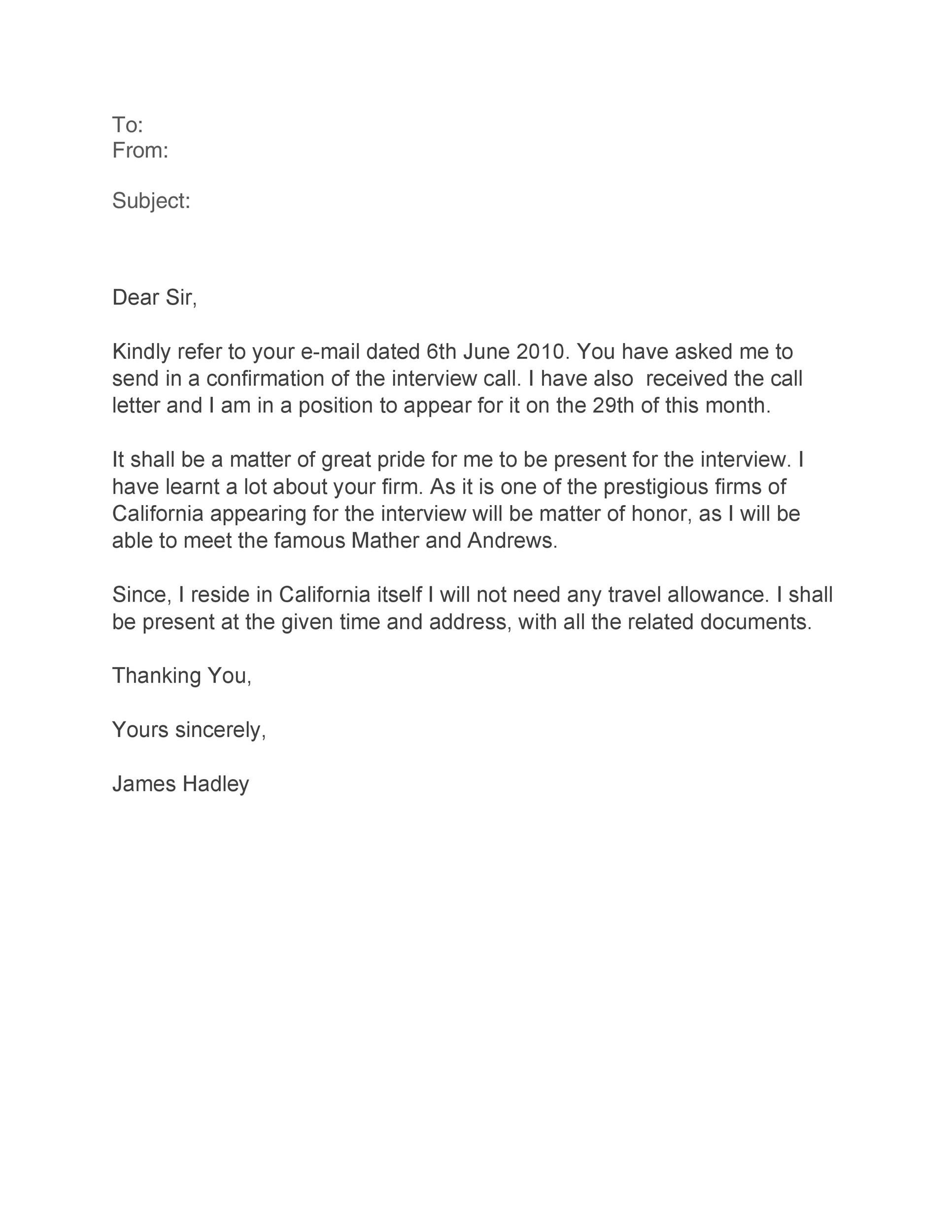 Interview Acceptance Email Template