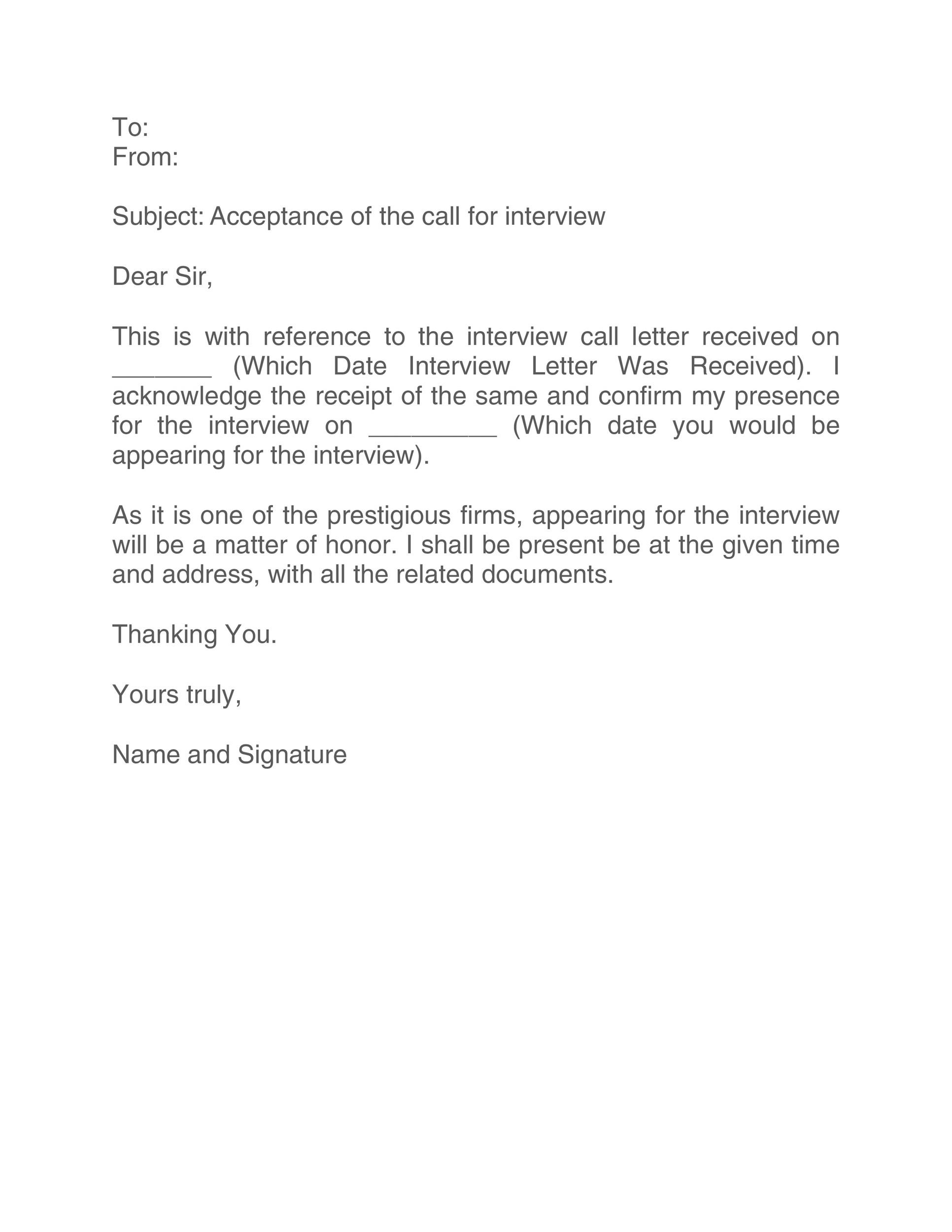 Acceptance of the Call of Interview