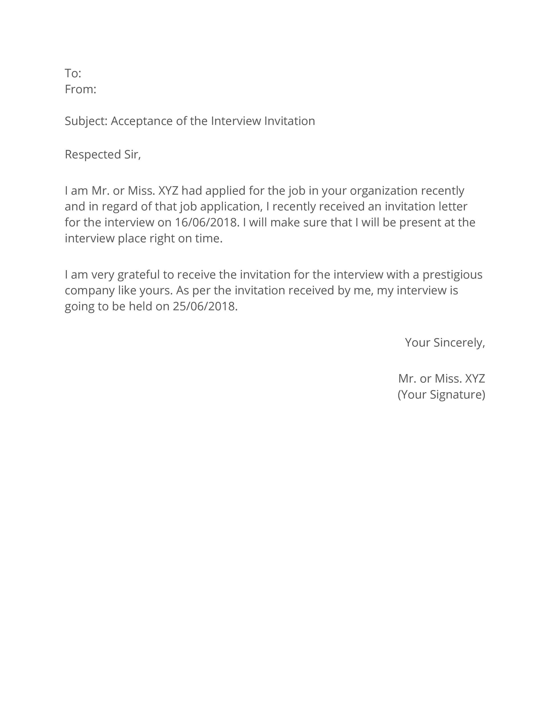 Acceptance of the Interview Invitation