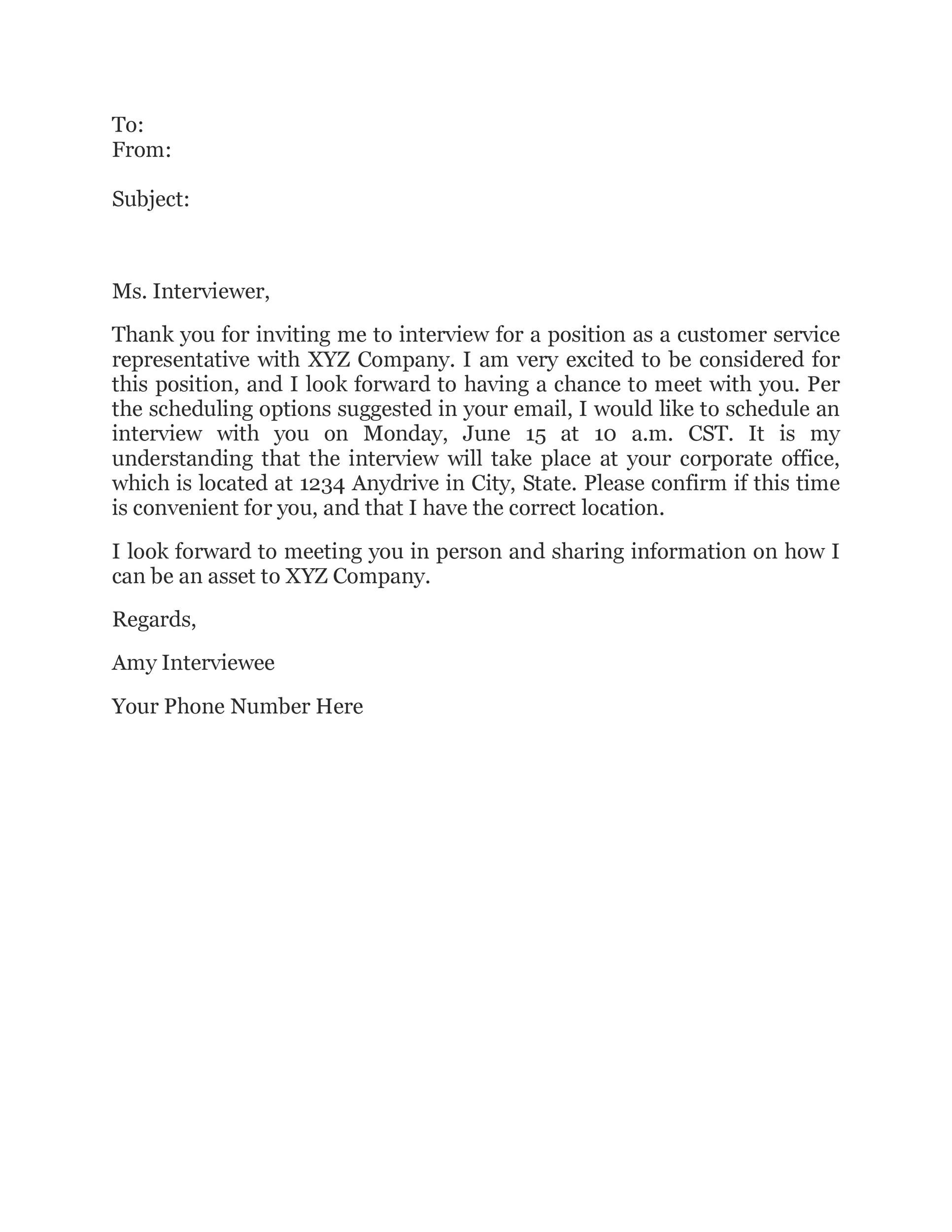 Email to Interviewer