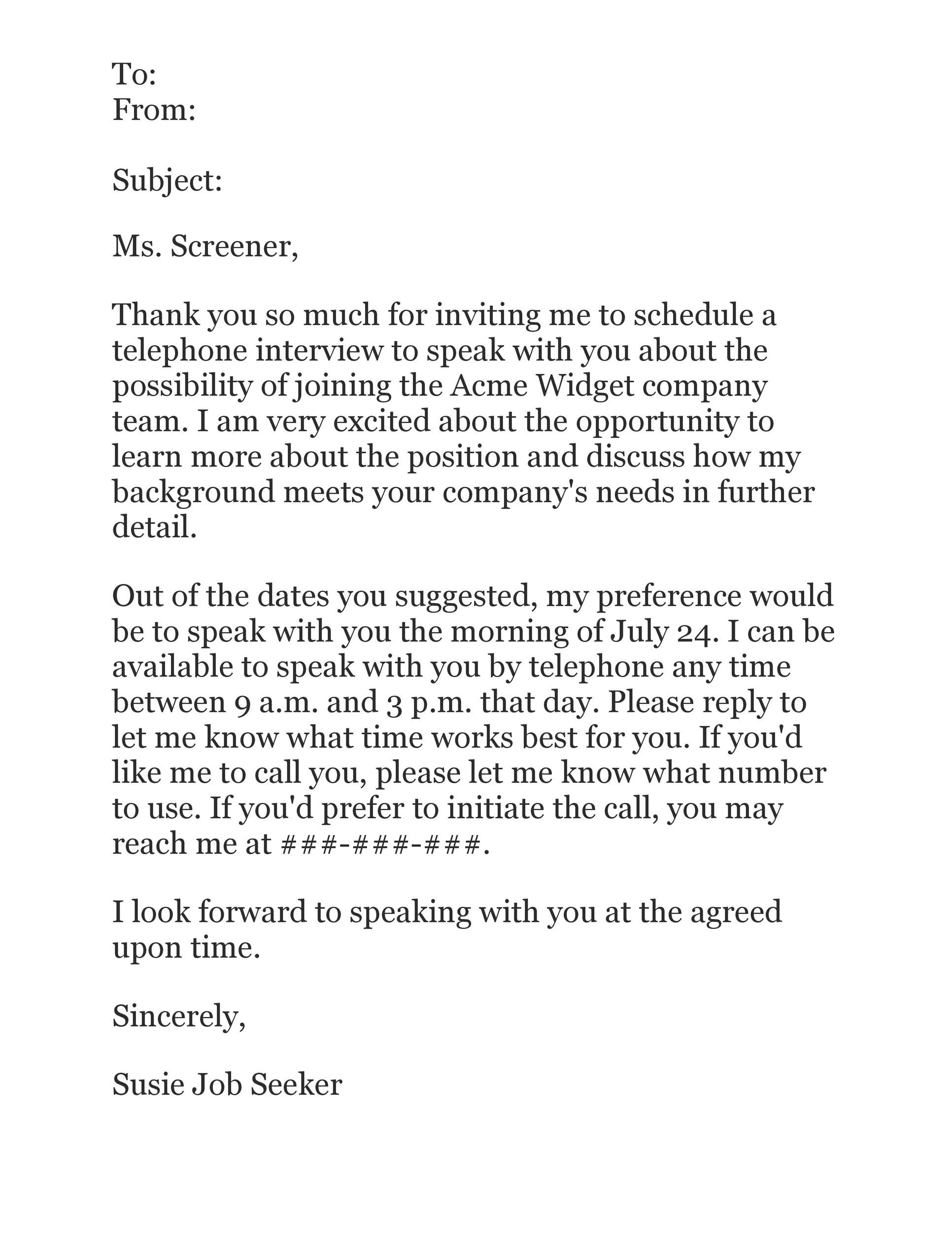 Job Interview Acceptance Letter Example