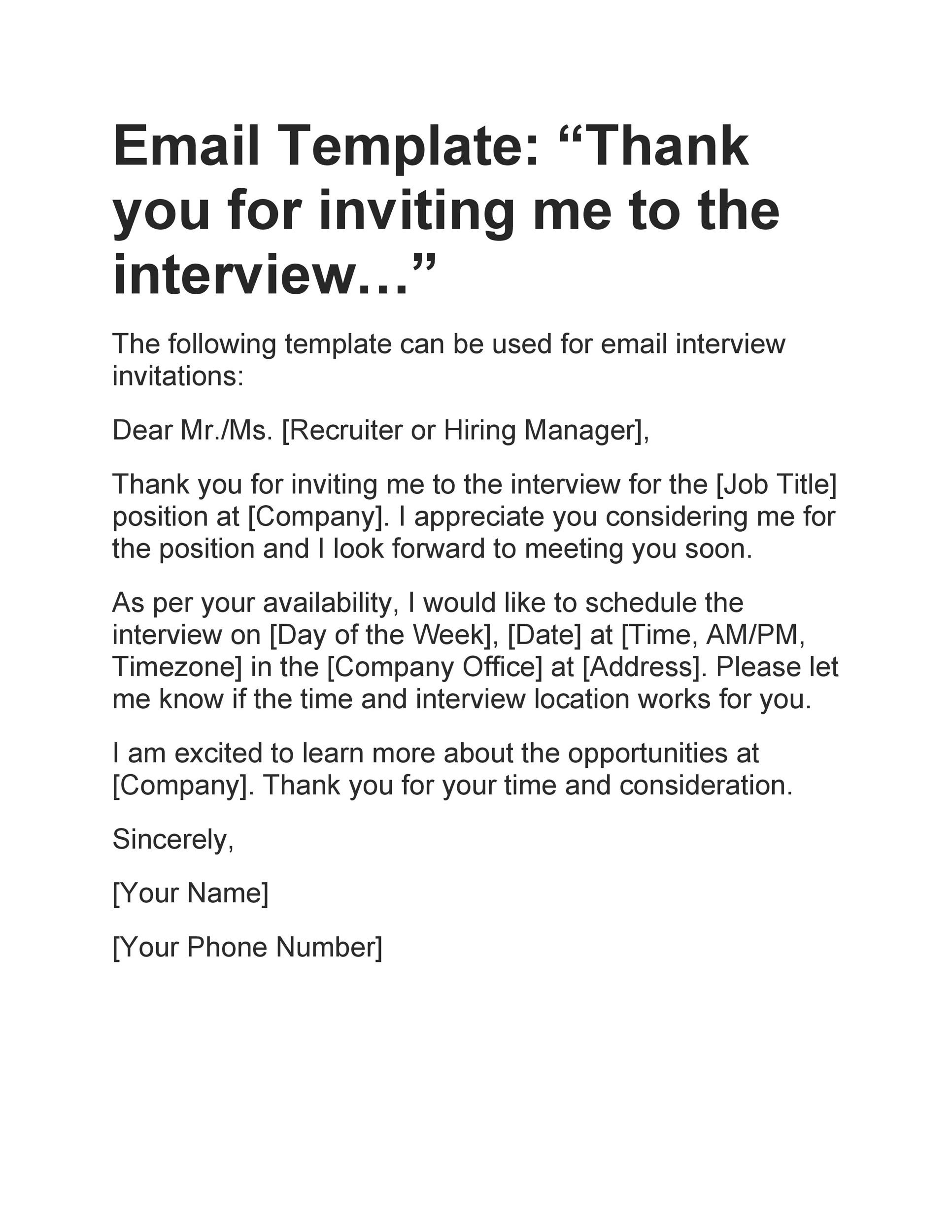 Email Template - Interview Acceptance