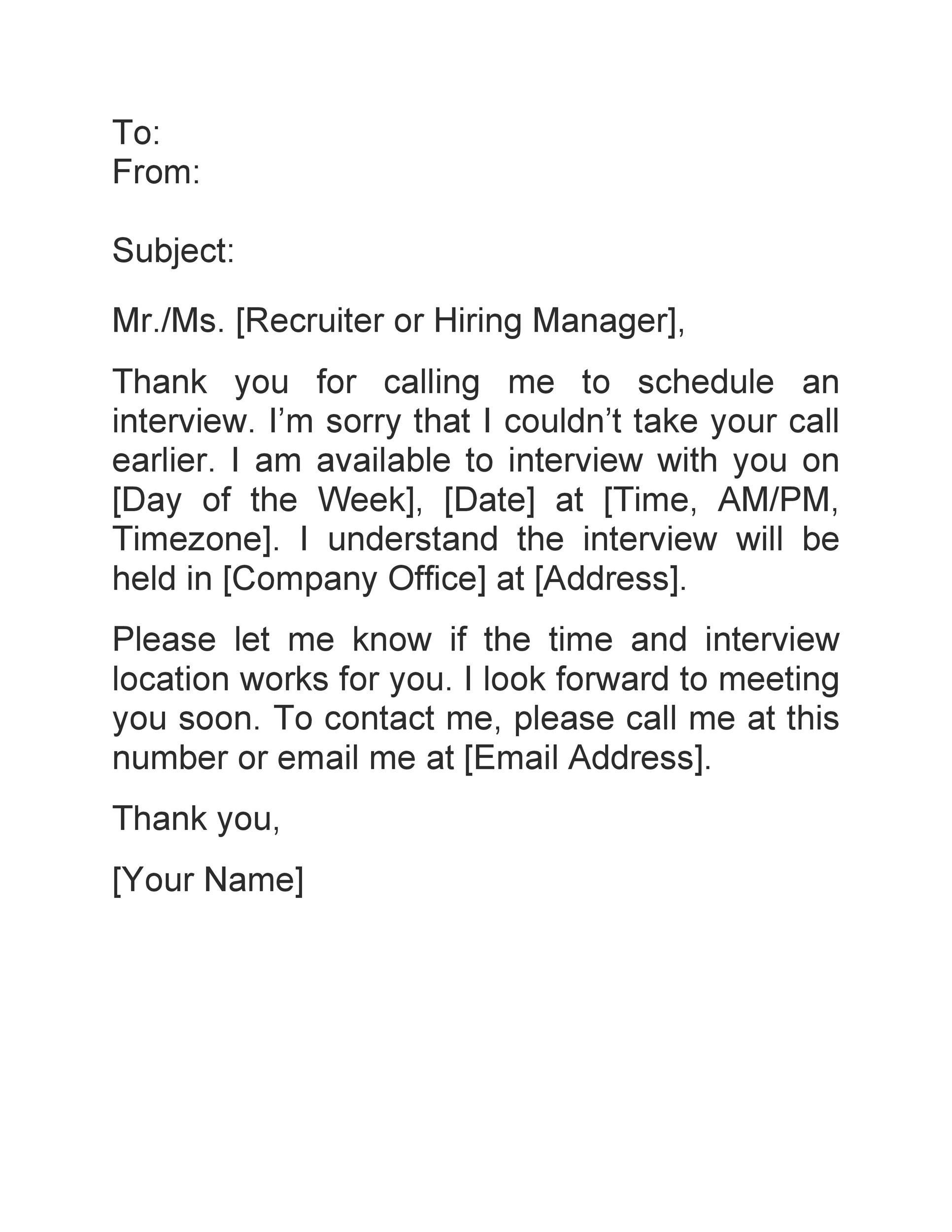 Simple Interview Acceptance Email Format