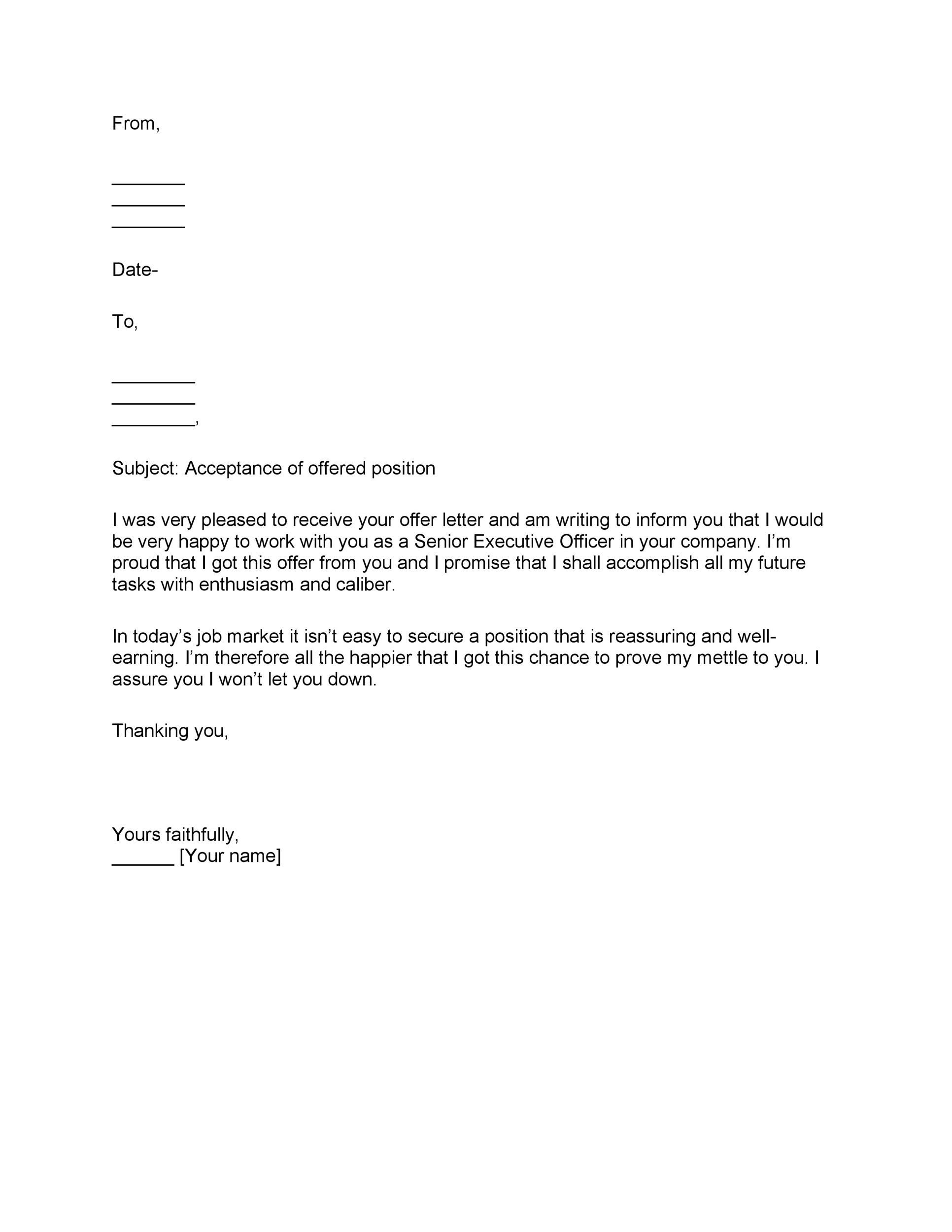 Acceptance of Offered Position