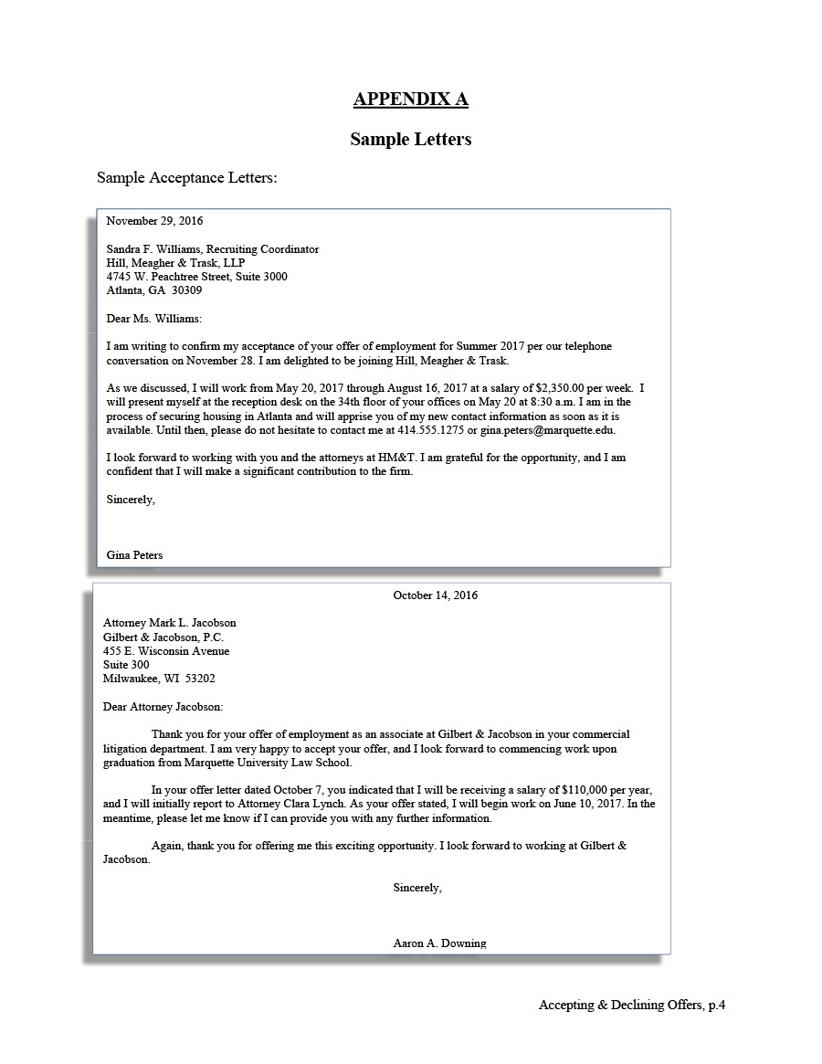 Job Offer - Sample Letter of Acceptance