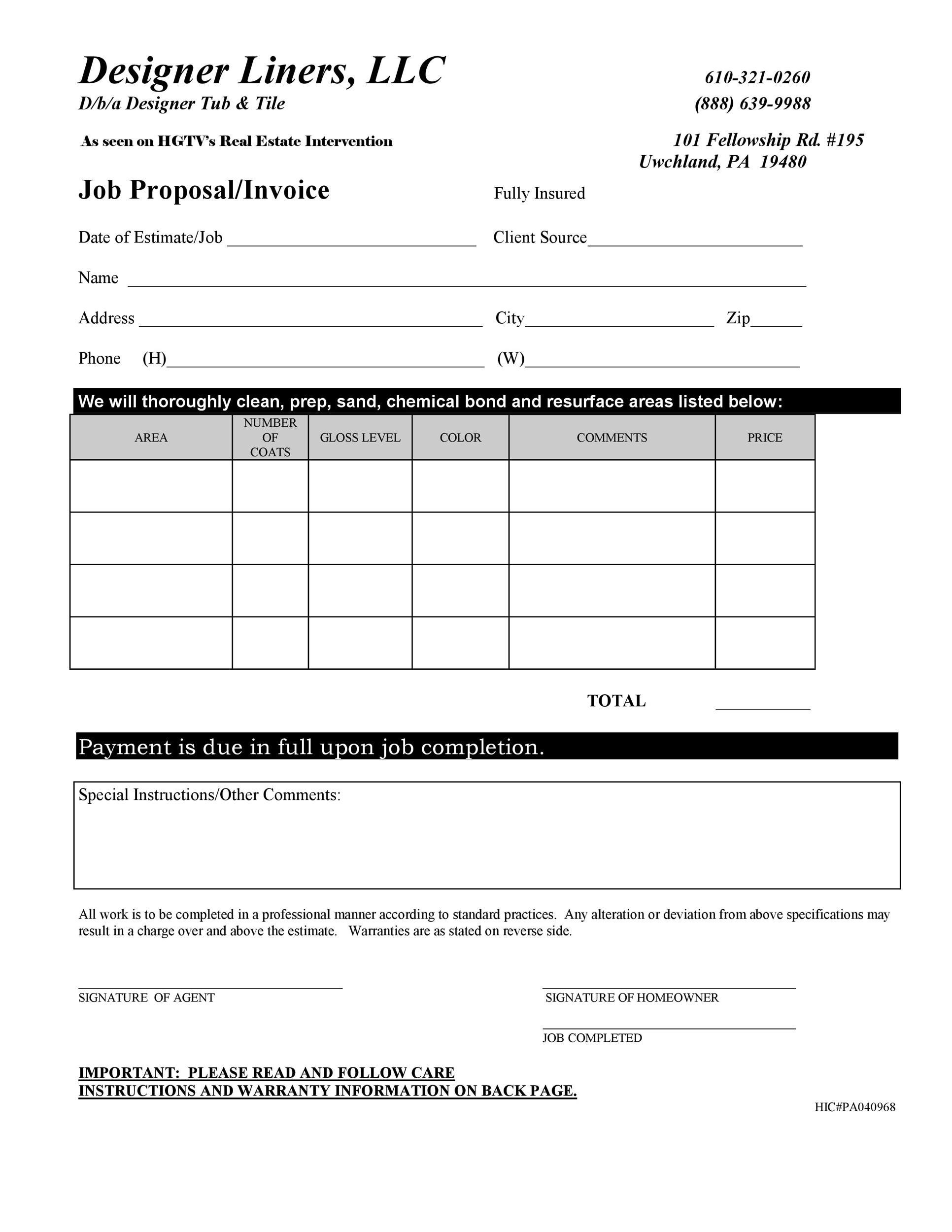 Job Proposal / Invoice
