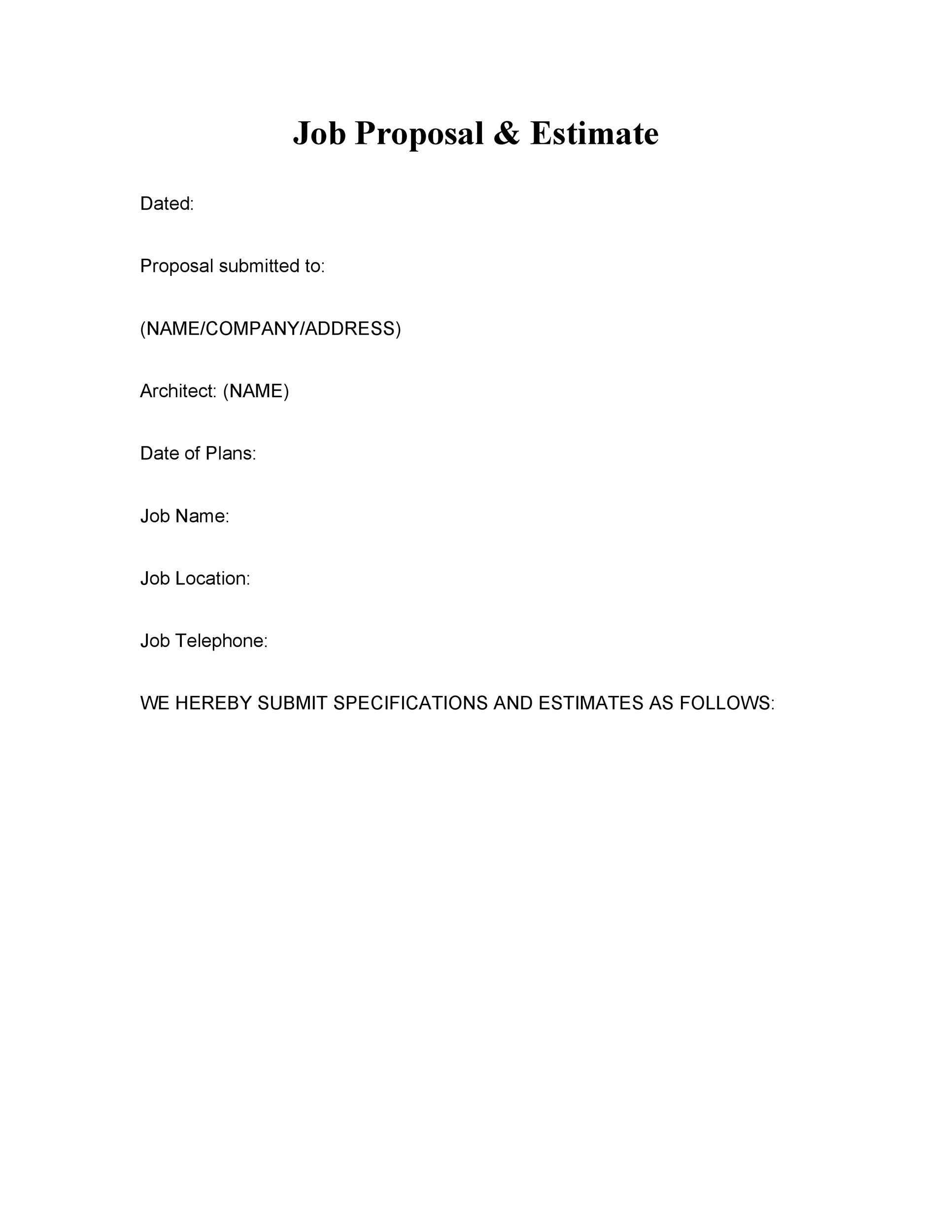 Blank Job Proposal & Estimate