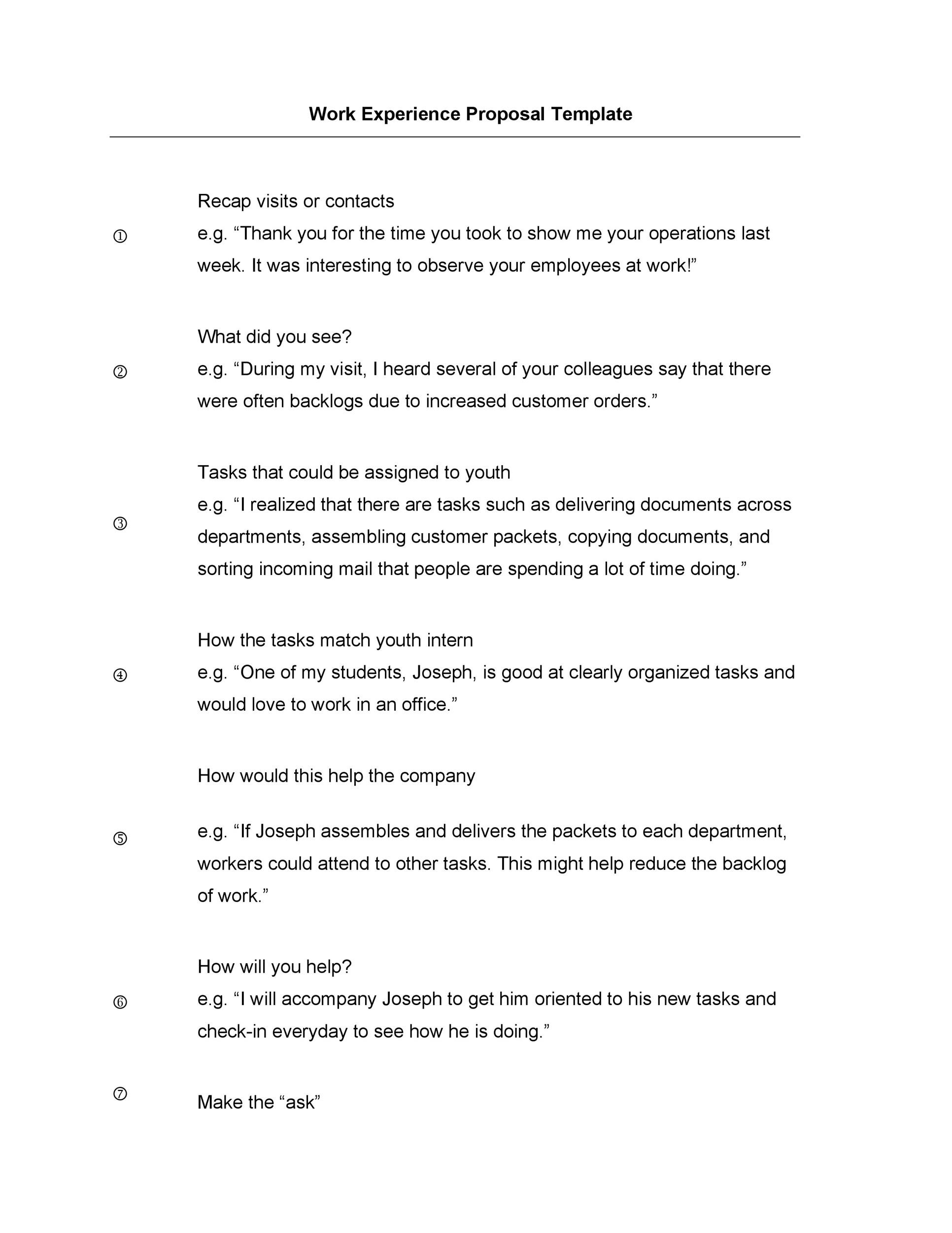 Work Experience Proposal Template
