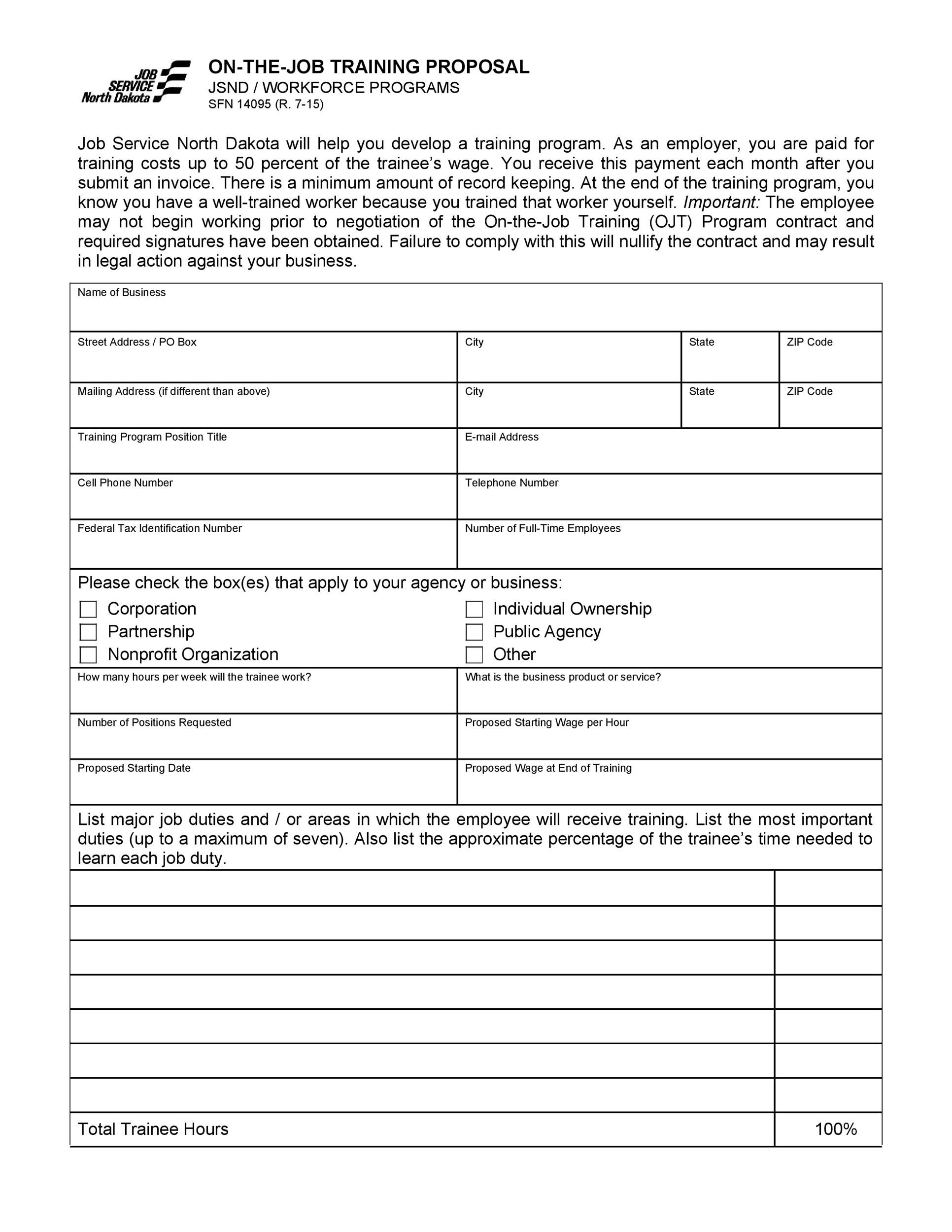 On-The-Job Traning Proposal