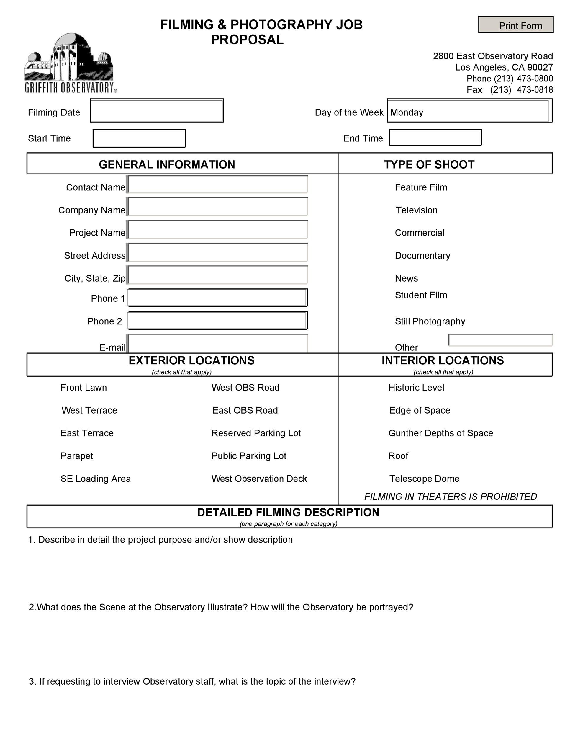 Filming & Photography Job Proposal