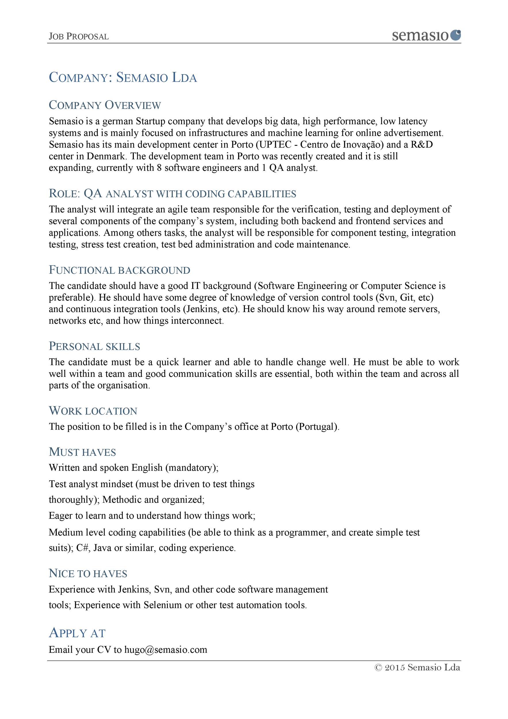 Sample Job Proposal