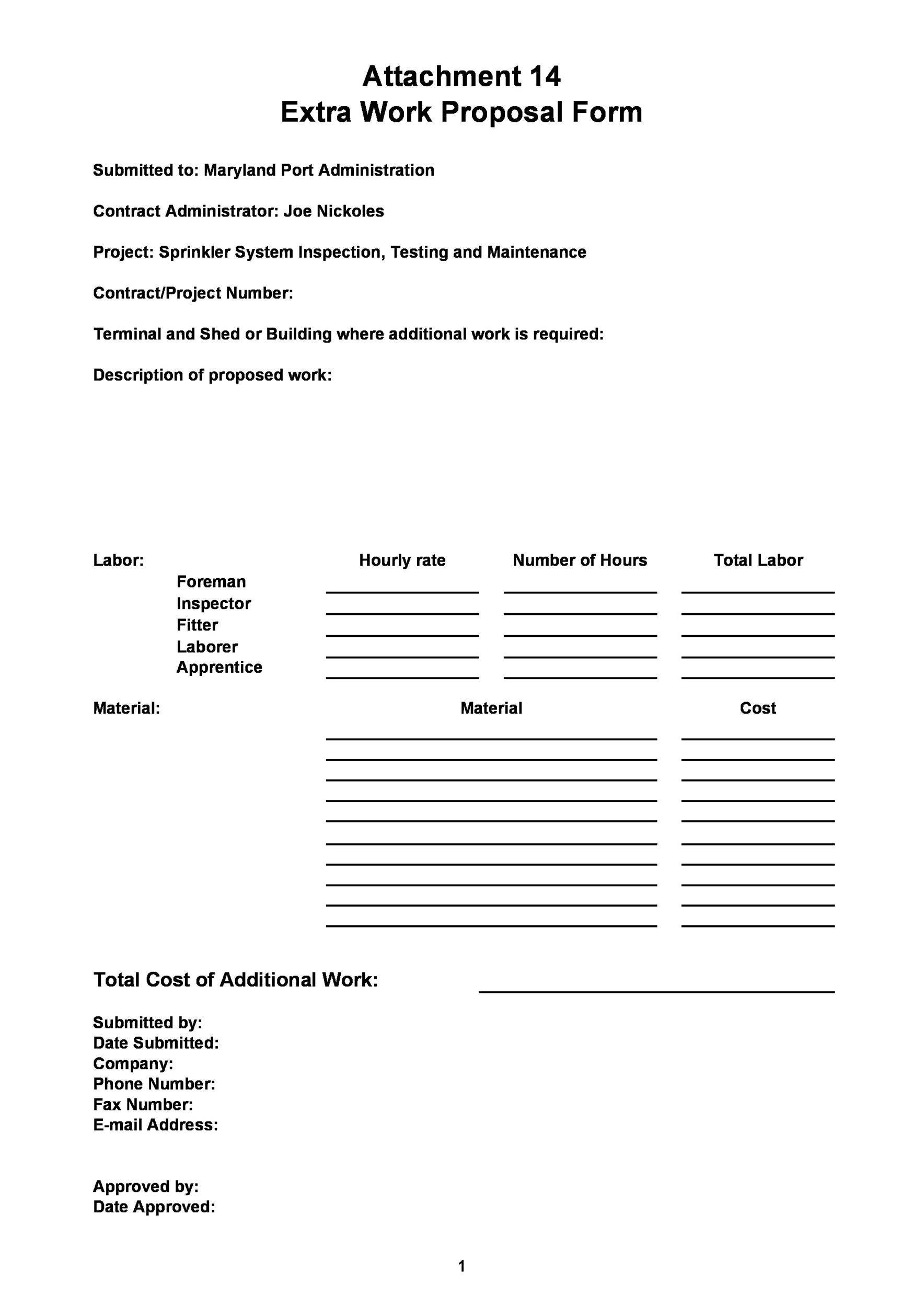 Extra Work Proposal Form