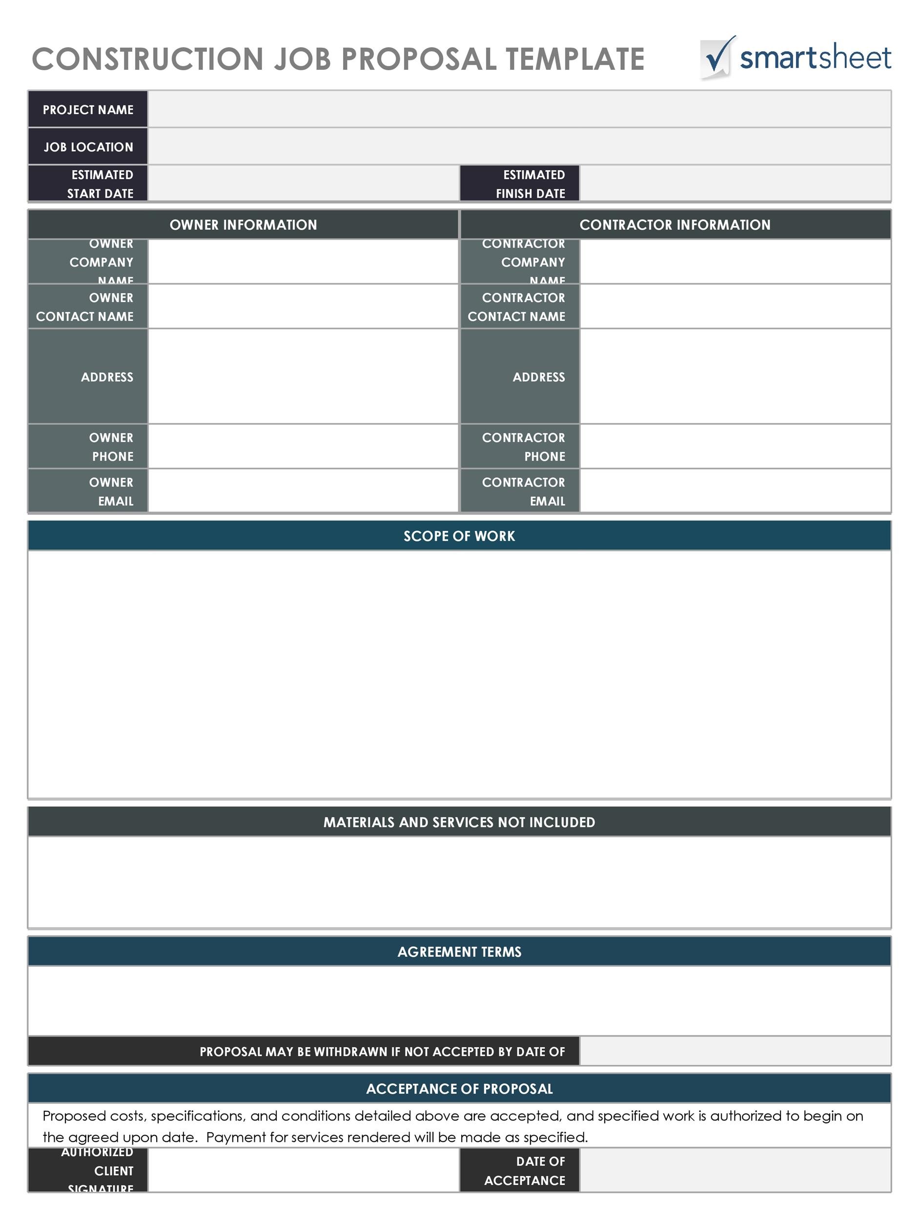 Construction Job Proposal Template