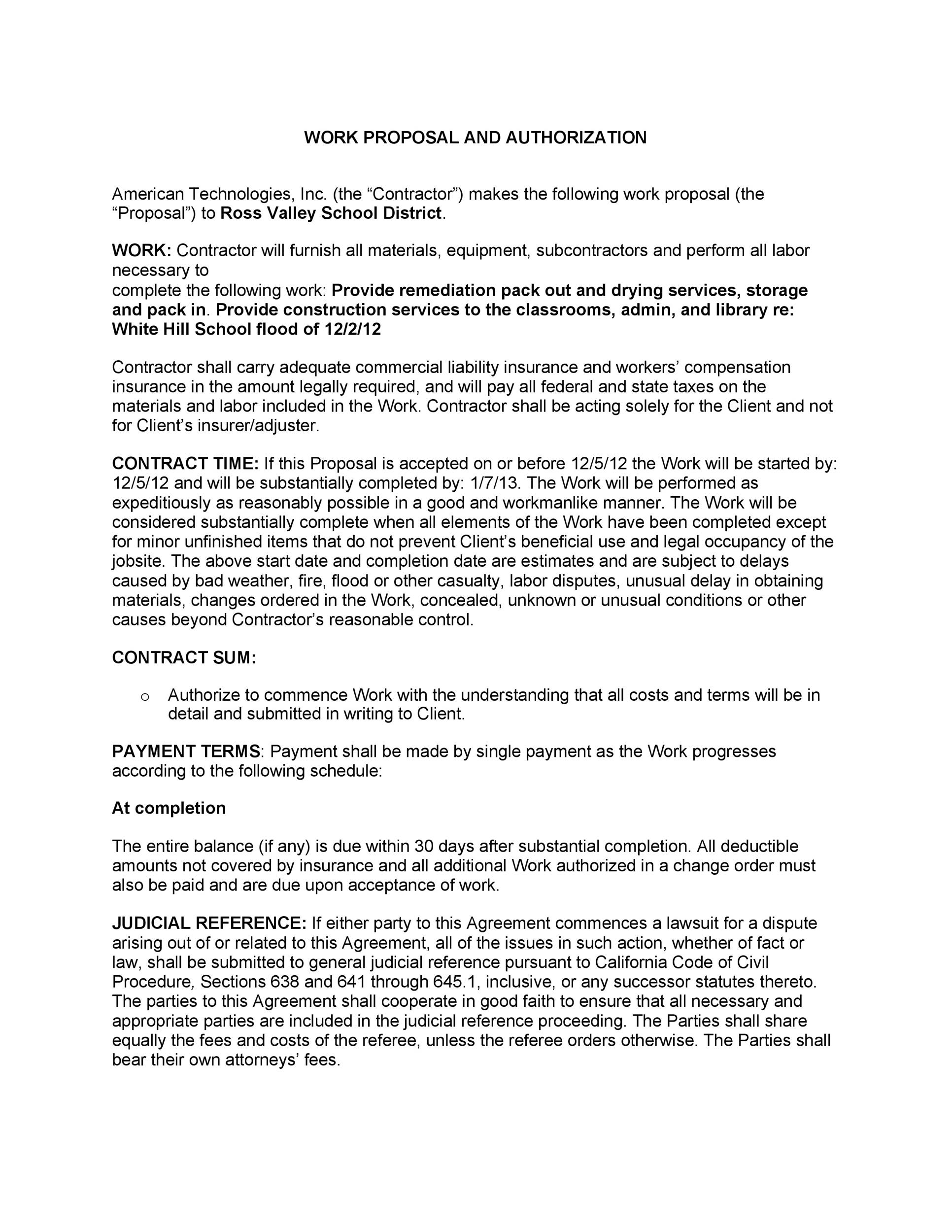 Work Proposal And Authorization
