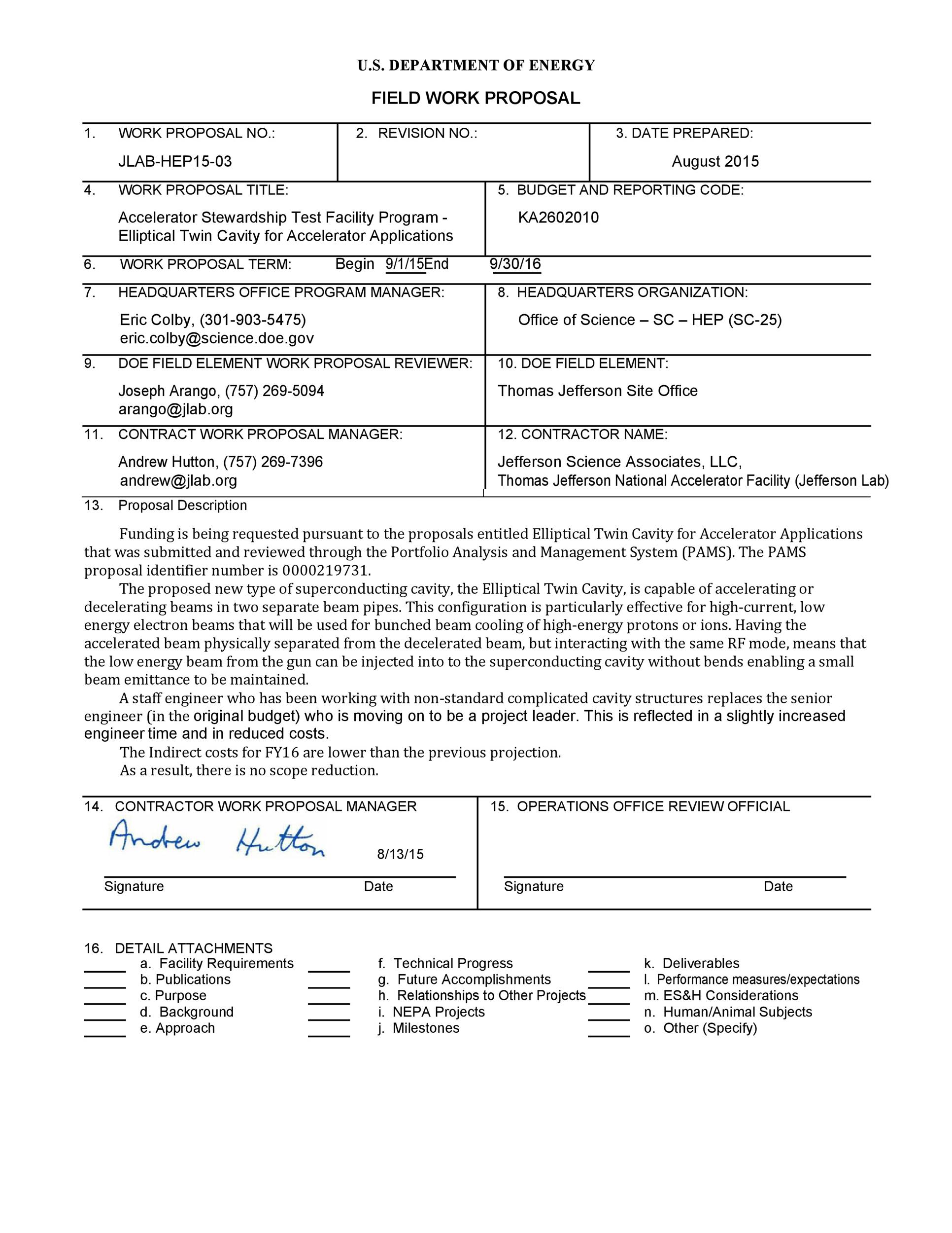 Field Work Proposal Template