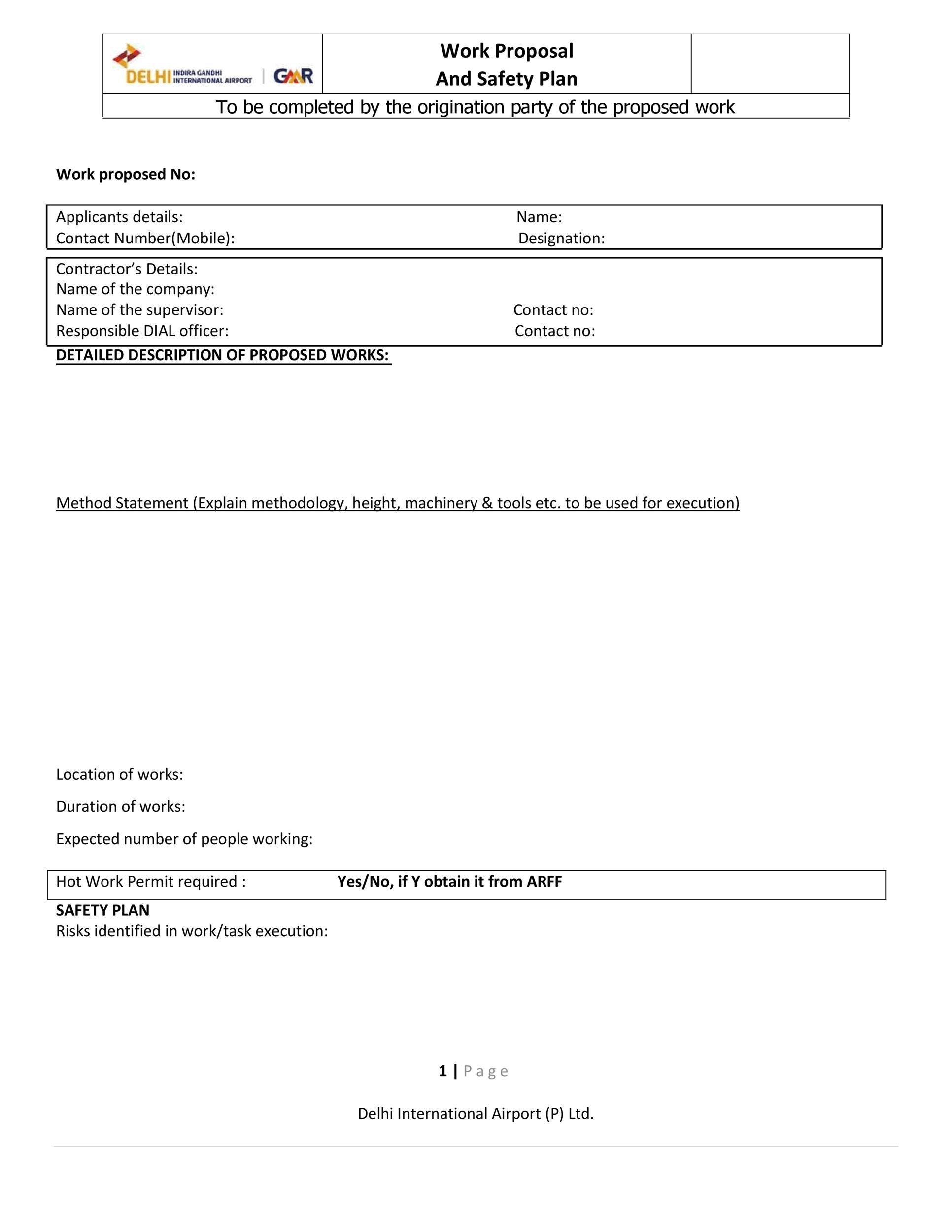 Work Proposal and Safety Plan