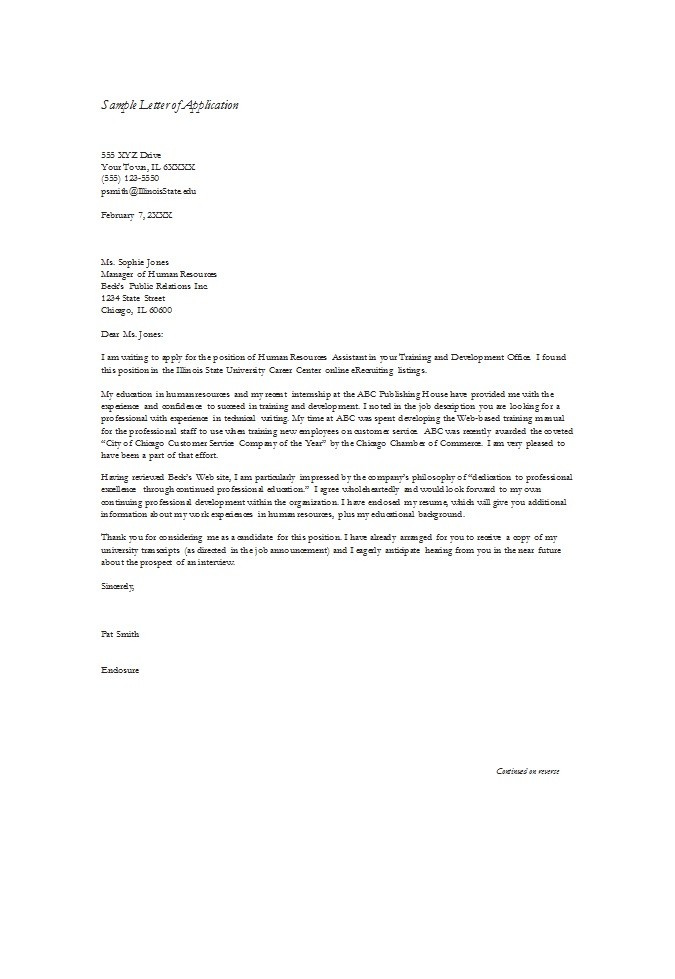 Application Letter Sample