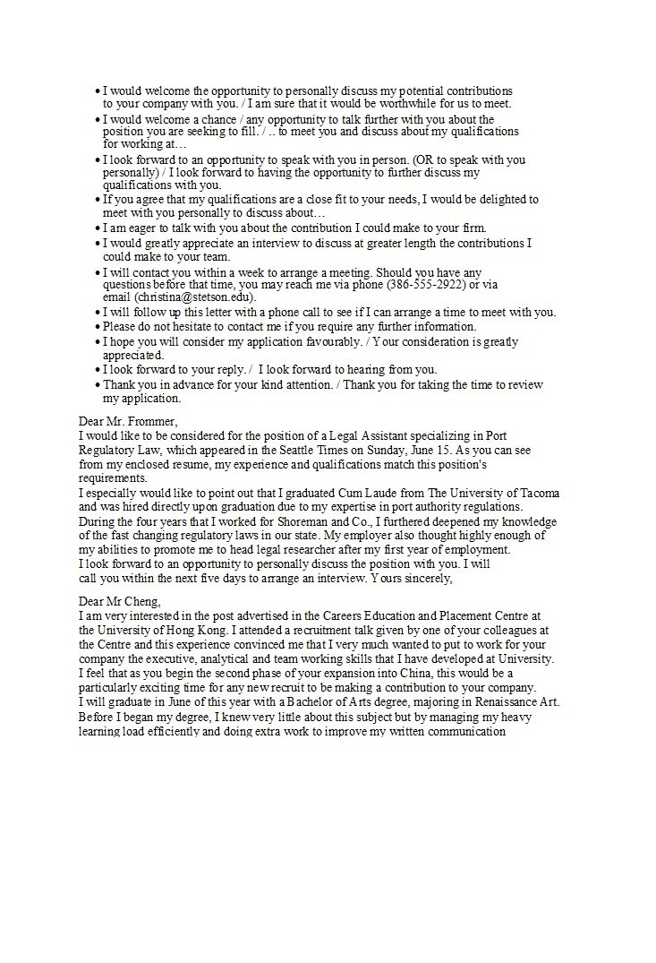 Letter of Application Format