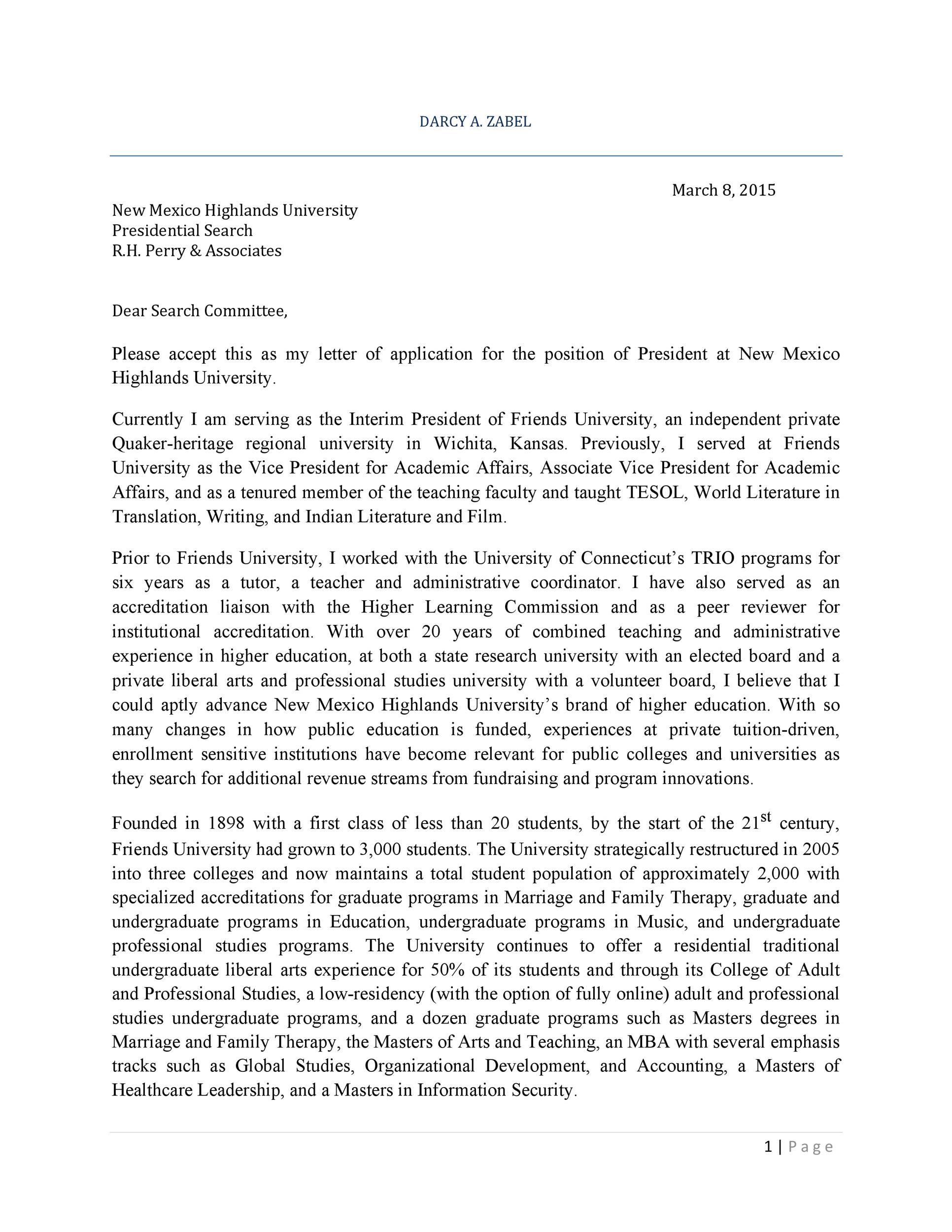 Special Letter of Application Template