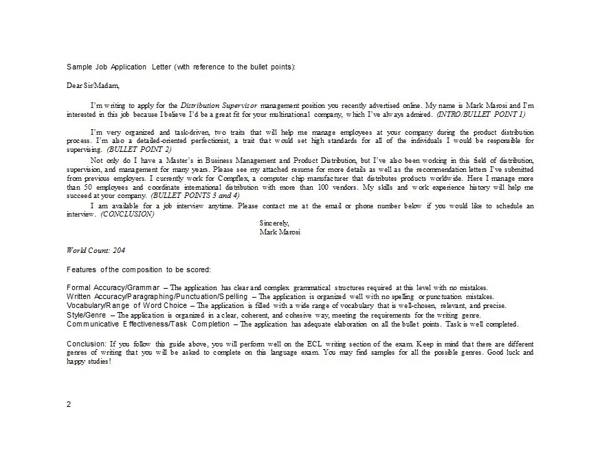 Sample Job Application Letter
