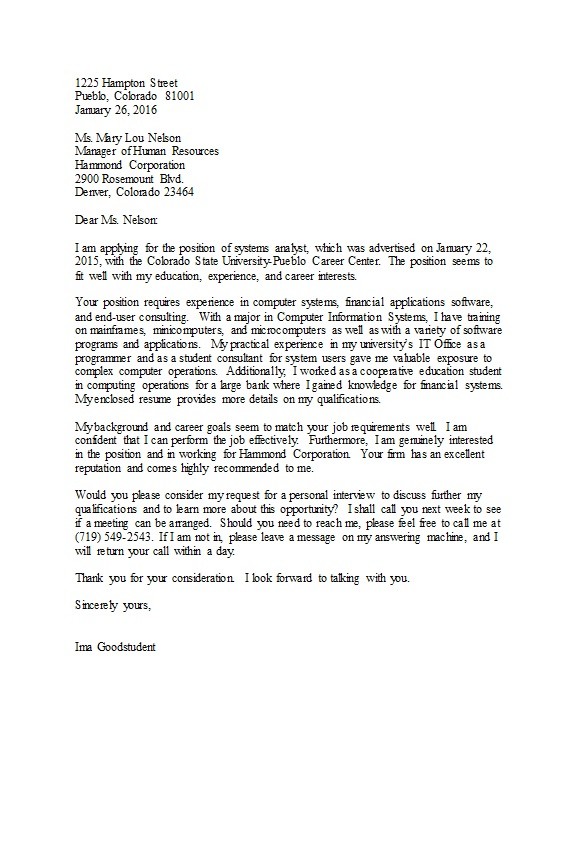 Formal Letter of Application Template