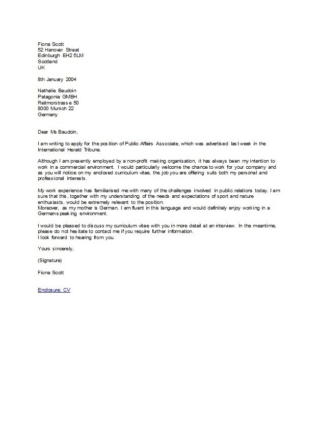 Sampl Letter of Application Template