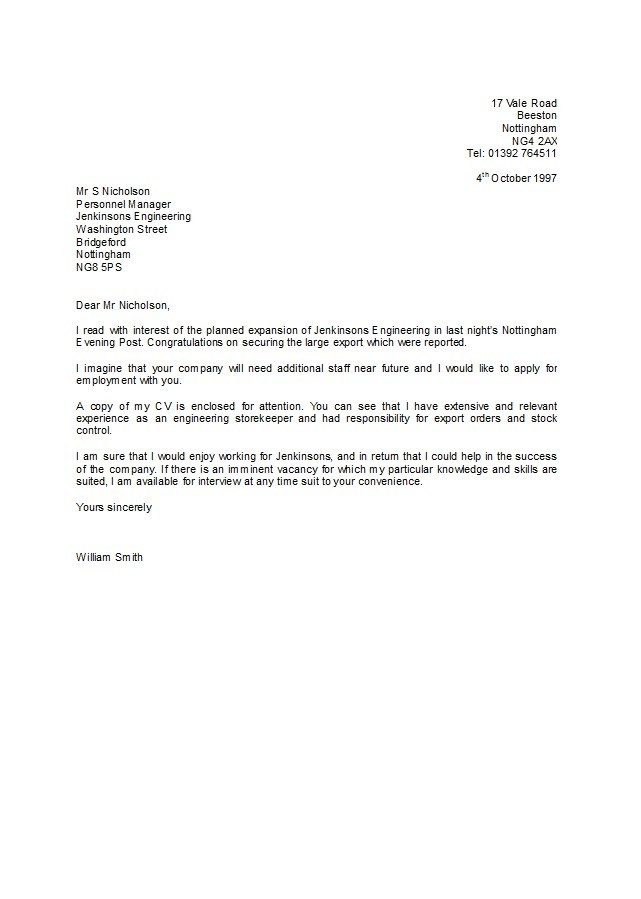 Formal Letter of Application