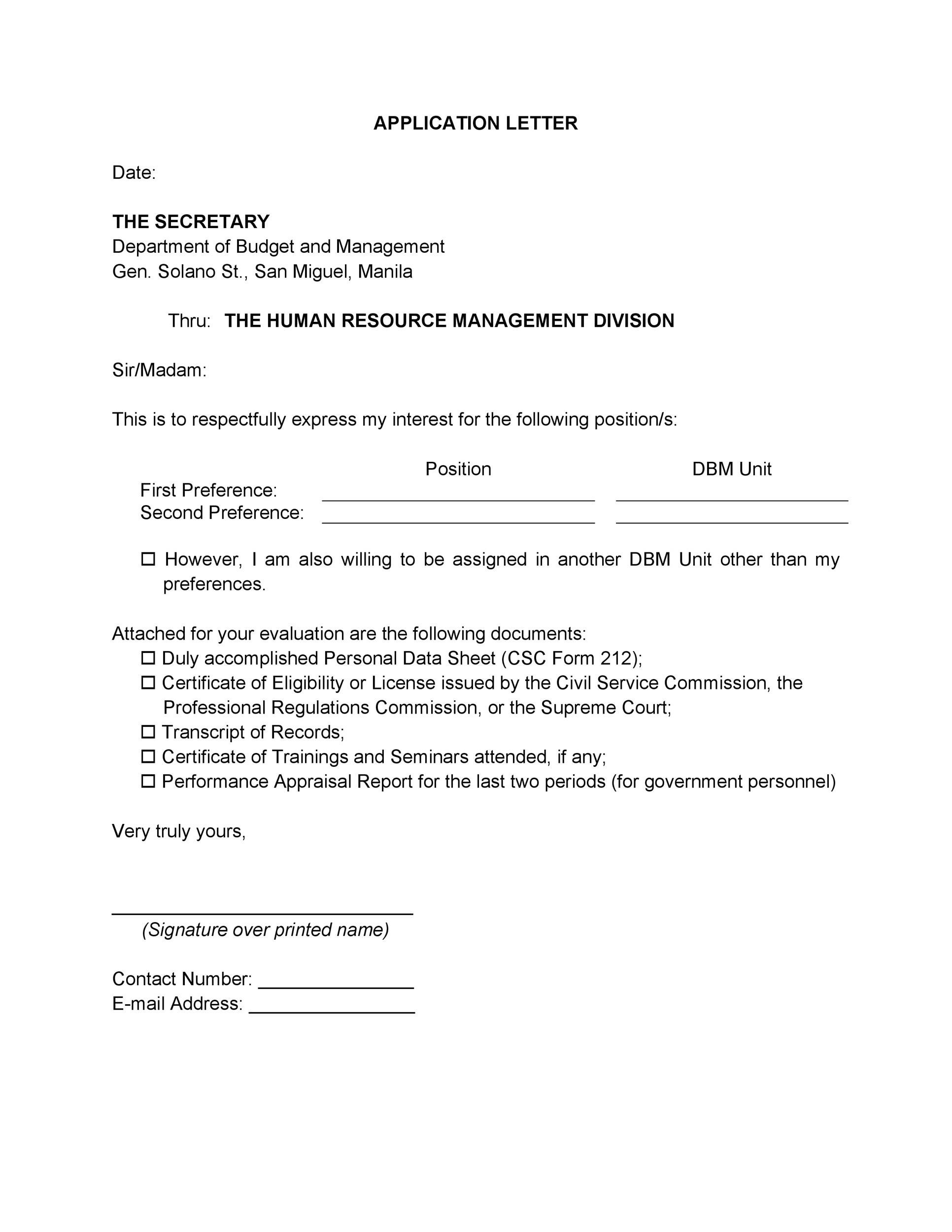 Formal Application Letter Template