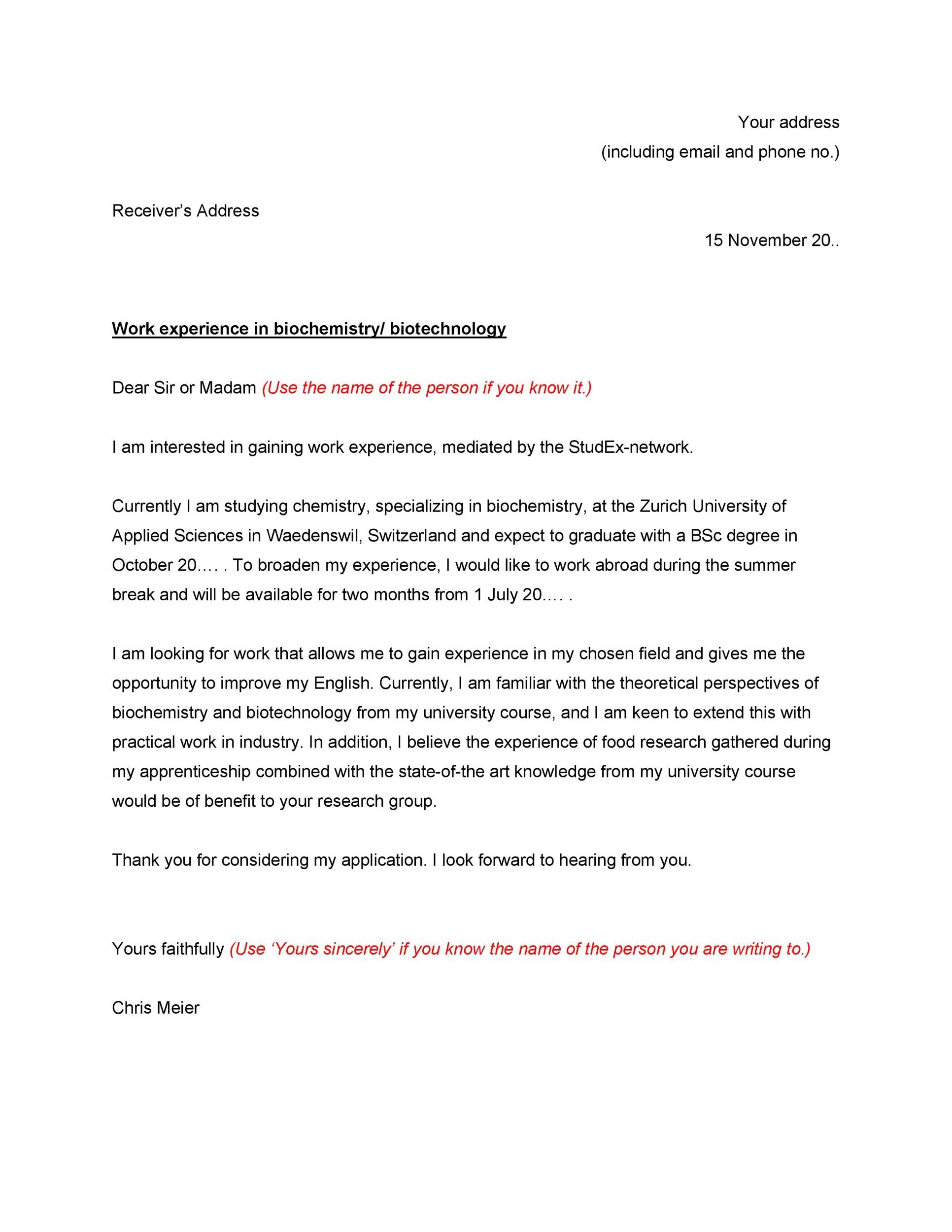 Letter of Application with Tips