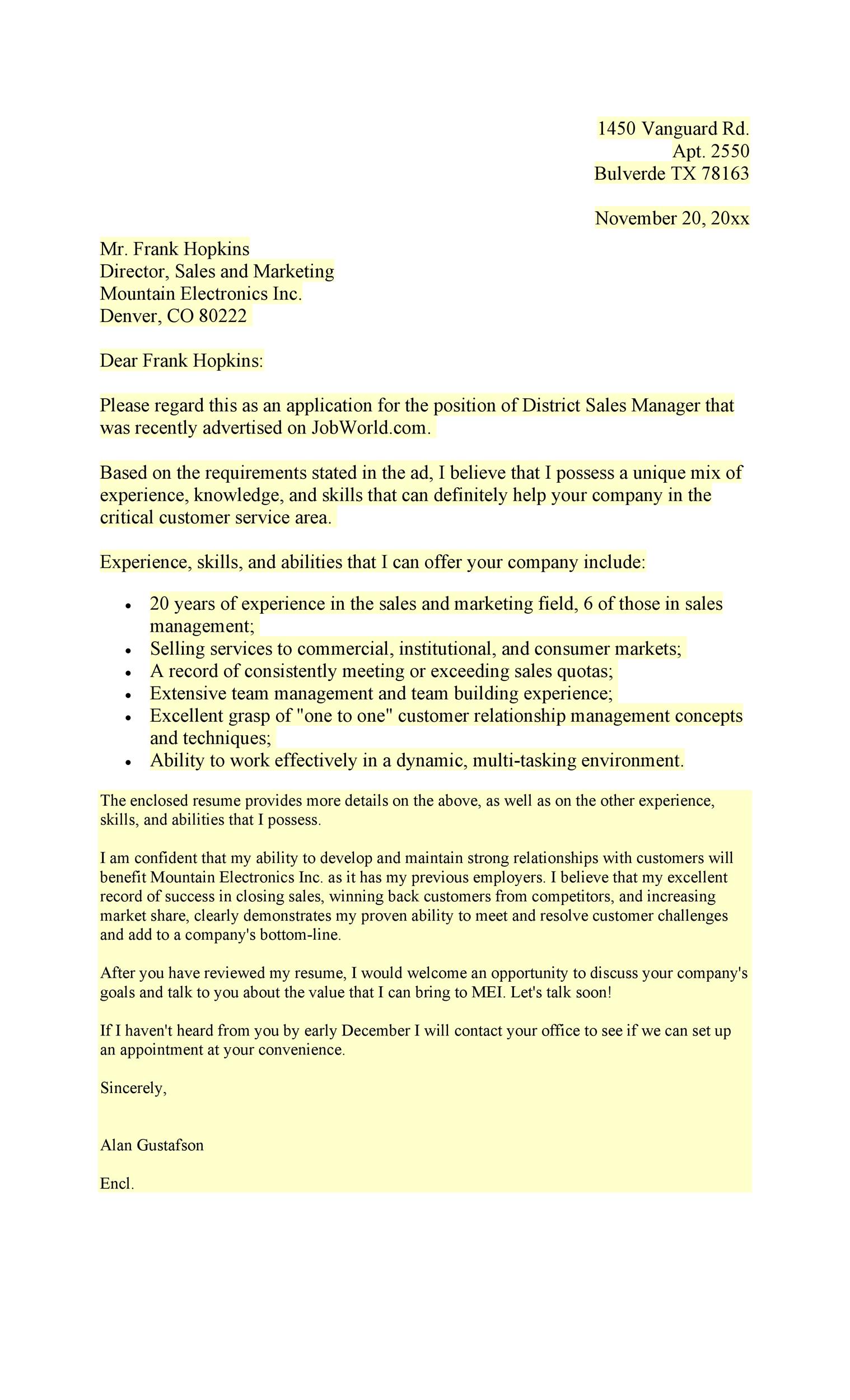 Yellow Letter of Application Template