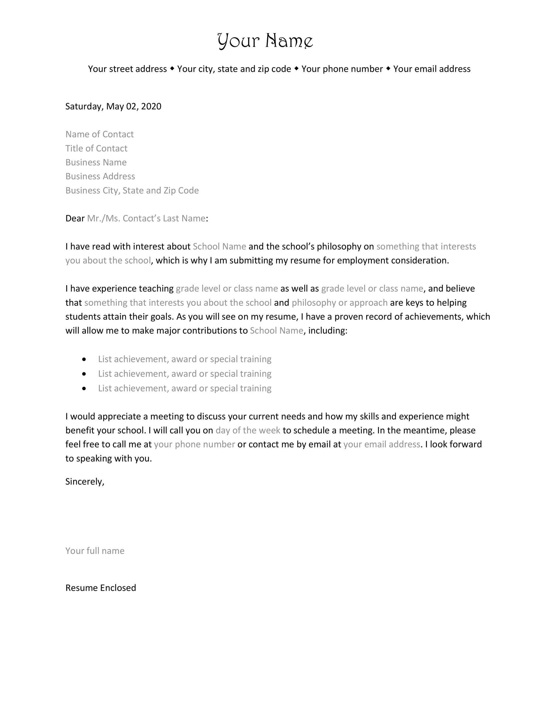 Letter of Interest Sample