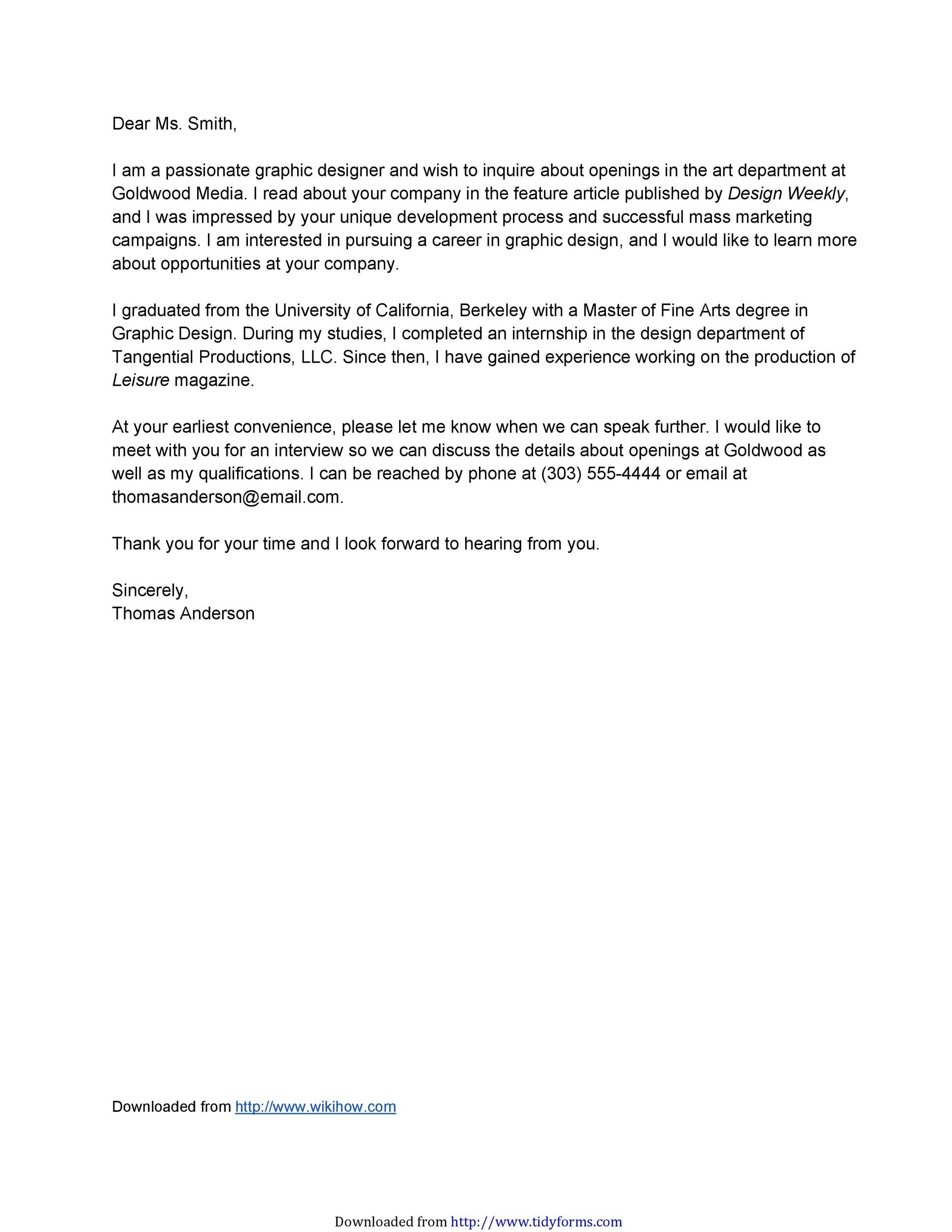 Formal Letter of Interest Template