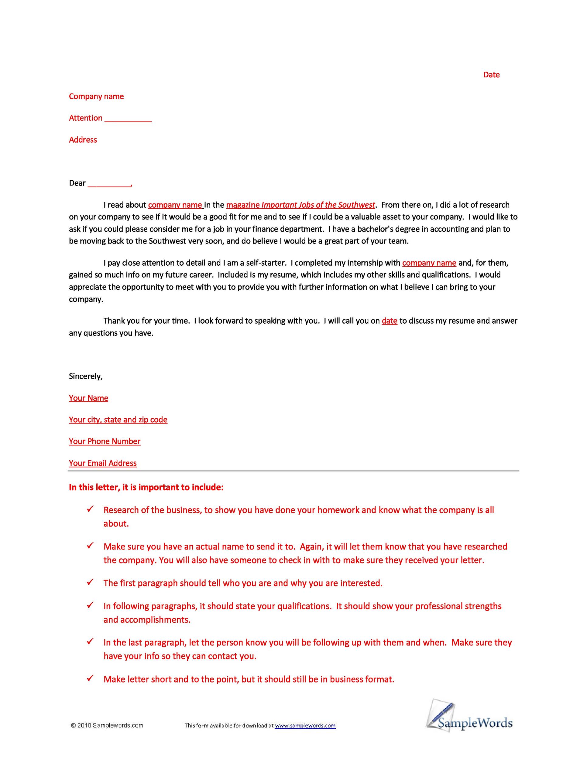 Letter of Interest Template with Guide