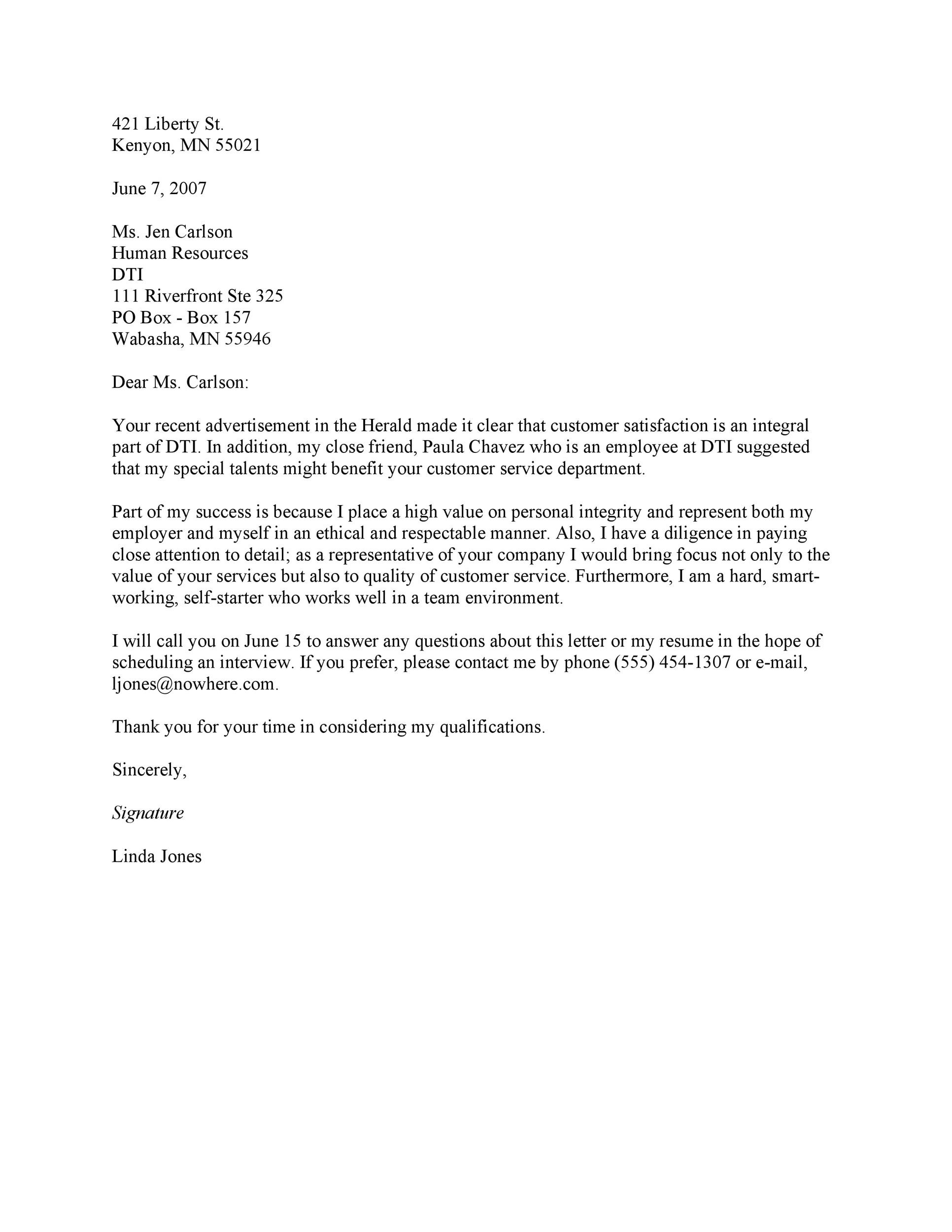 Simple Letter of Interest Template
