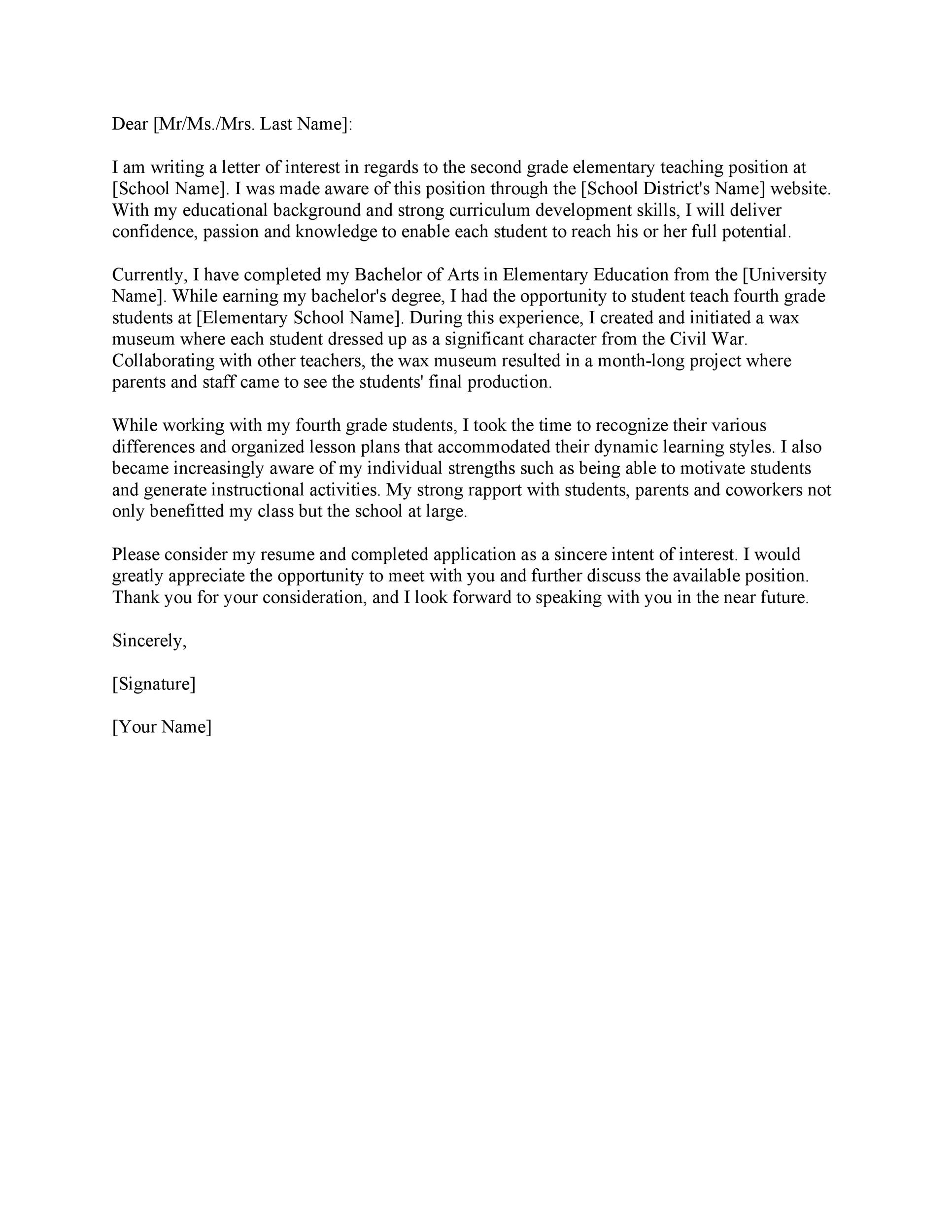 Letter of Interest Format