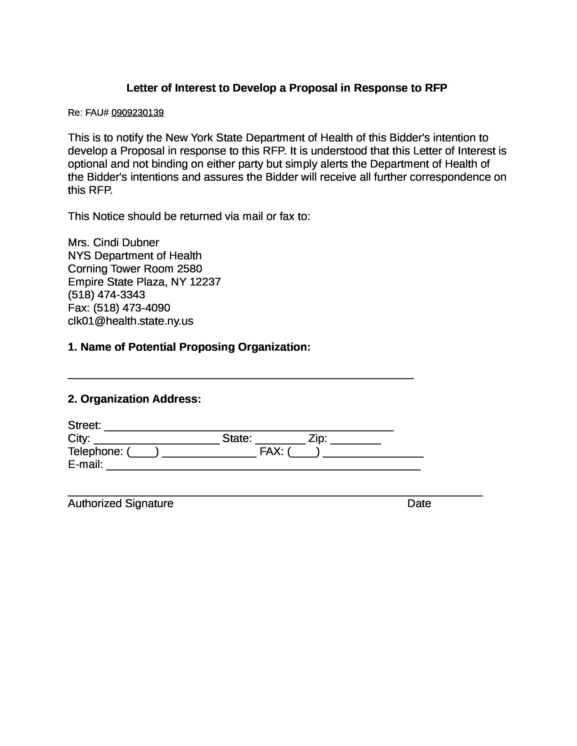Letter of Interest to Develop a Proposal