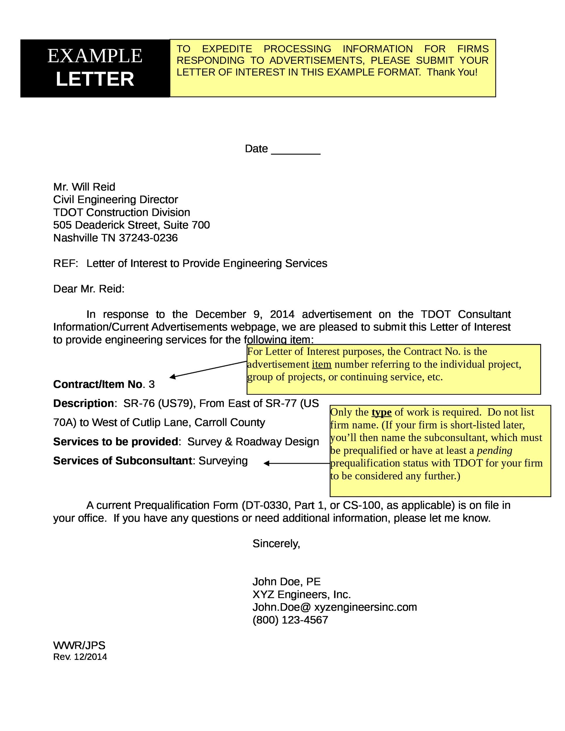 Example Letter of Interest
