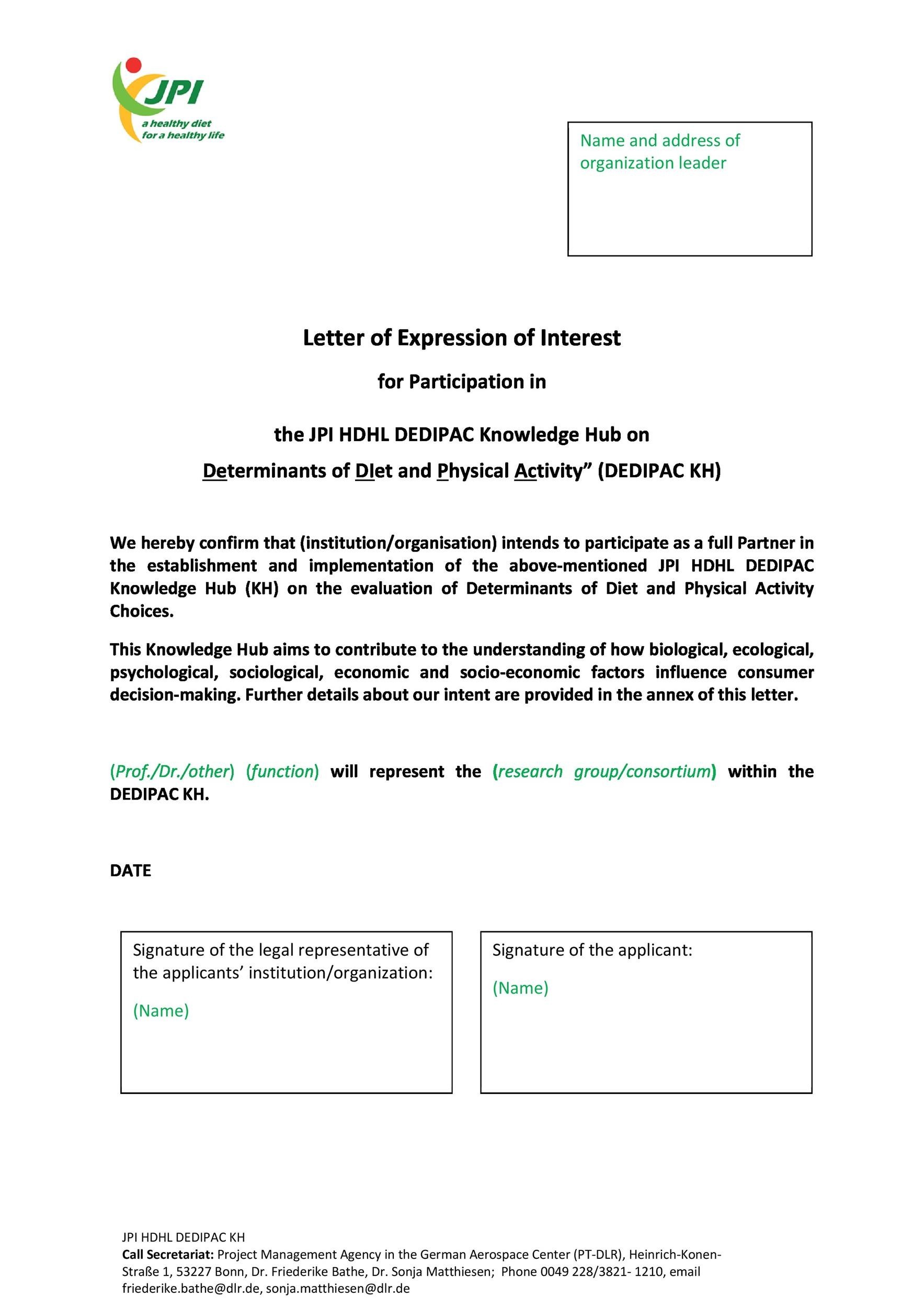 Letter of Expression of Interest