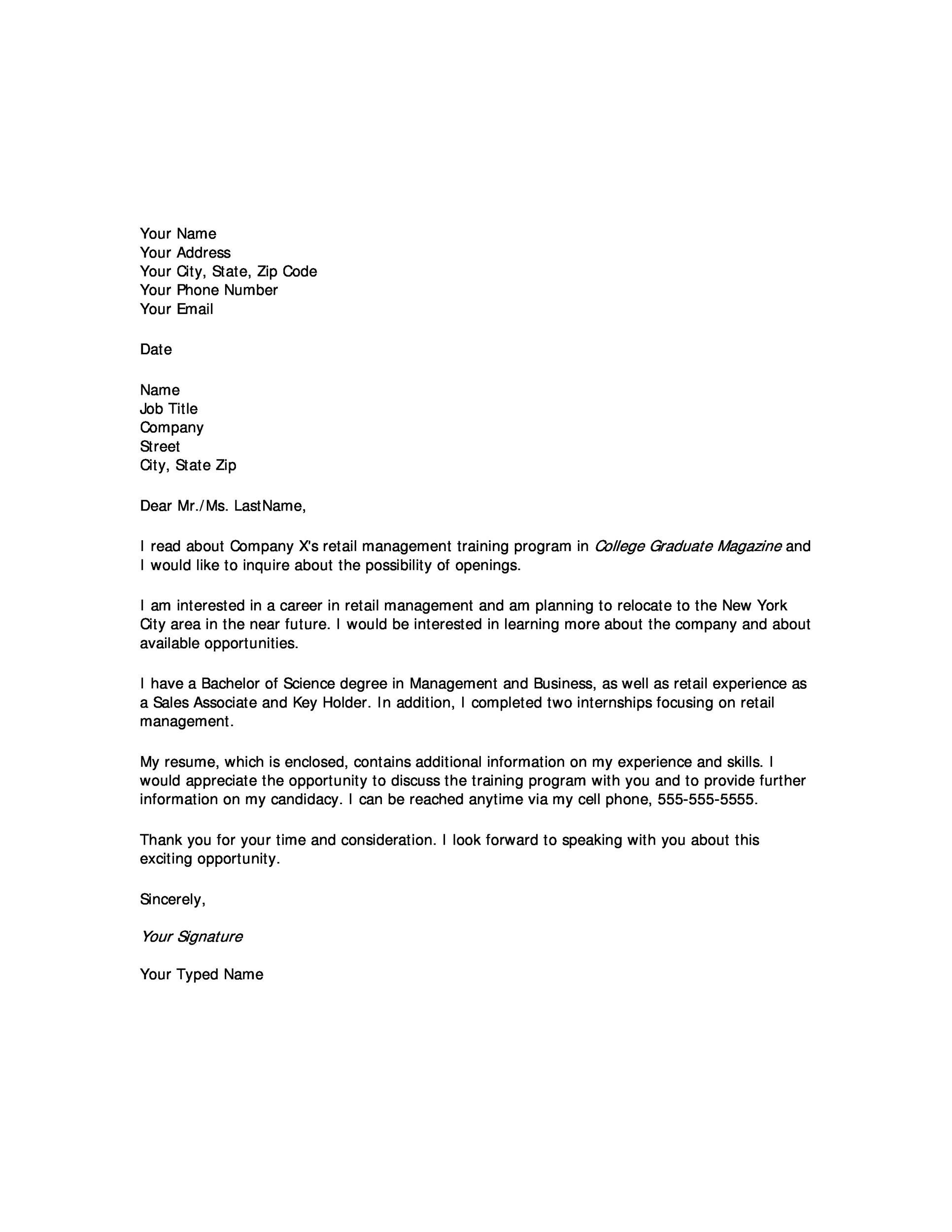 Sample Letter of Intent