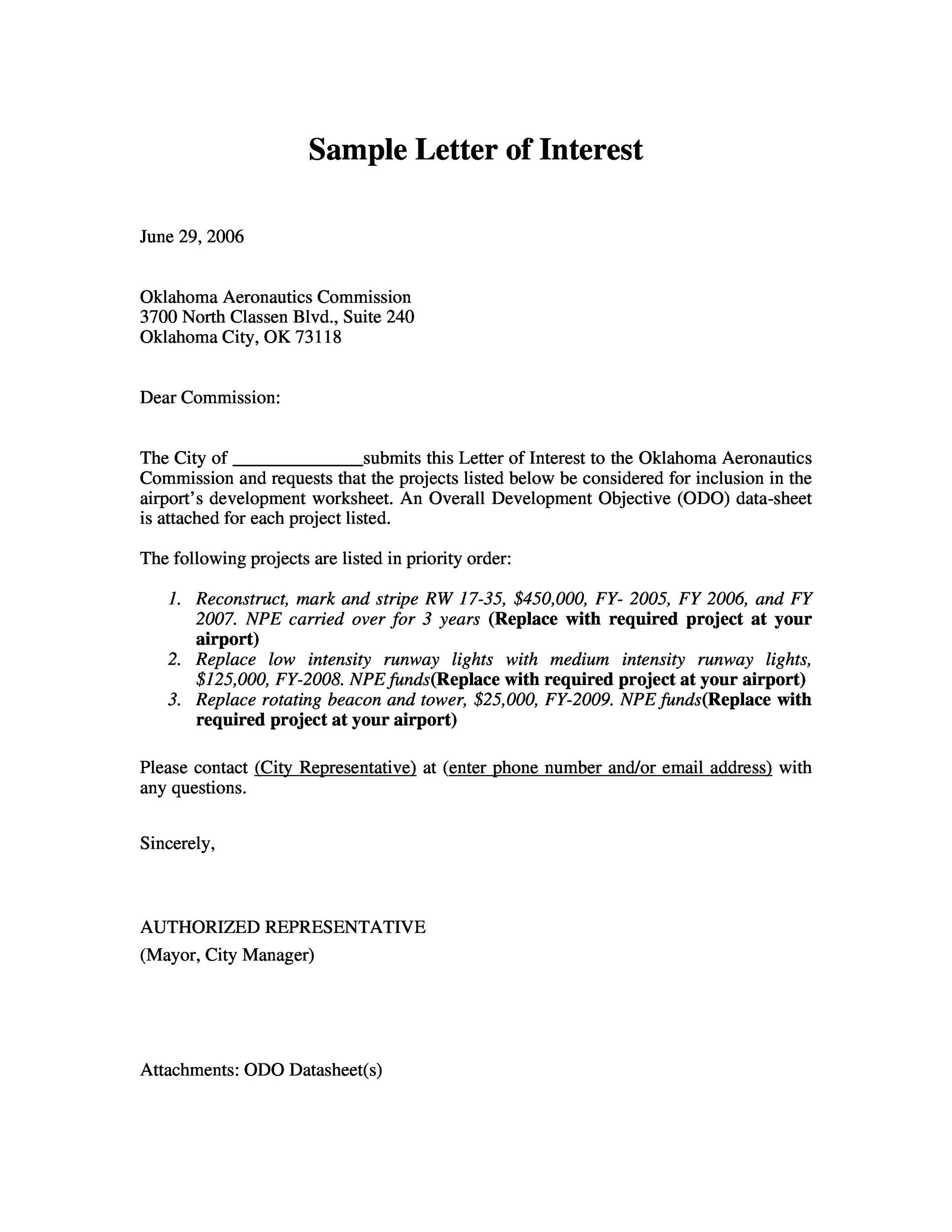 Sample Letter of Interest Format