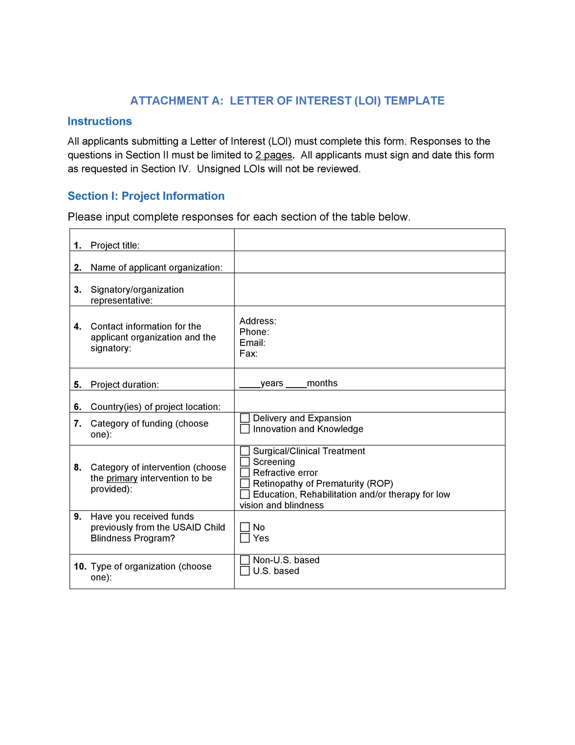 Letter of Interest (LOI) Template